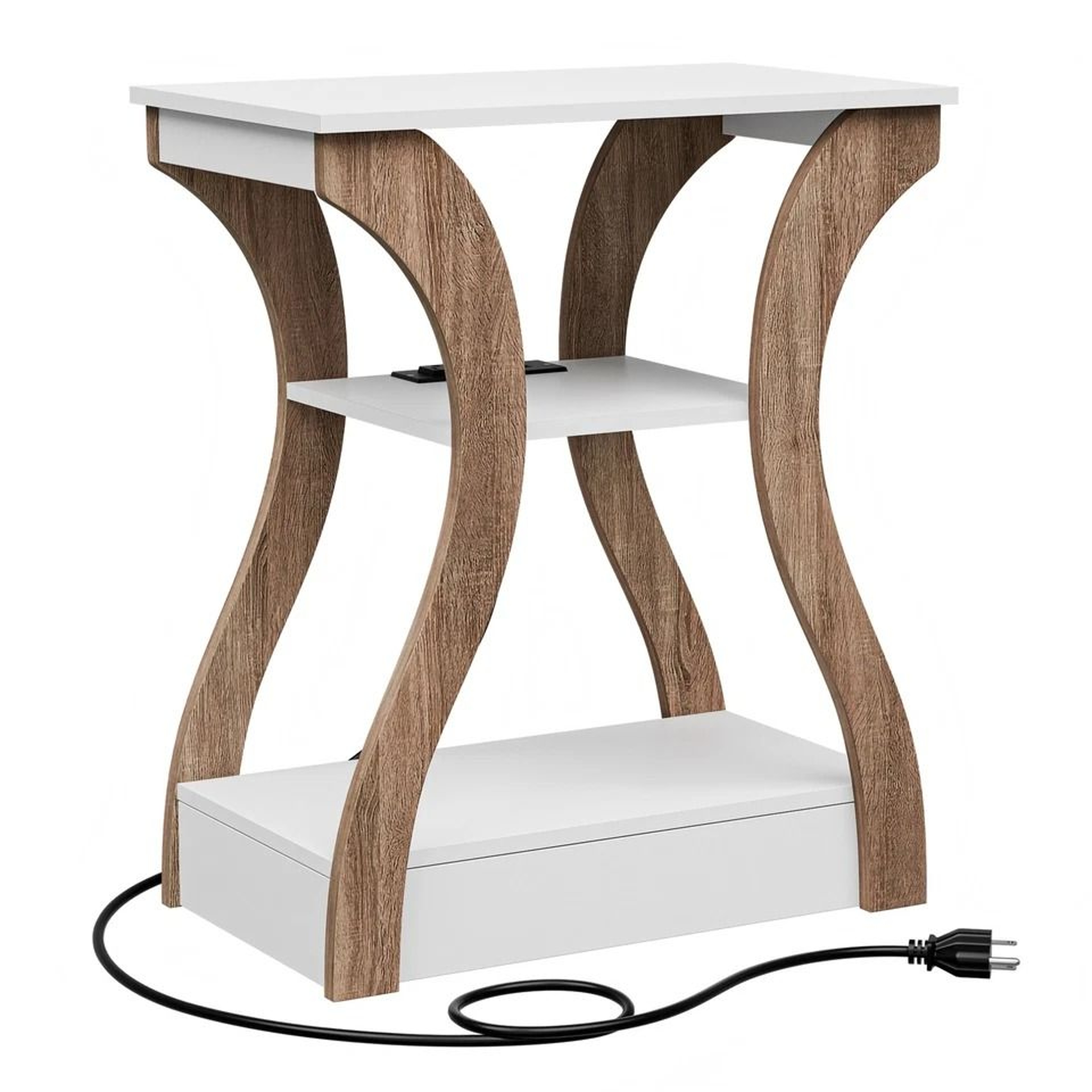 End Table With Charging Station White Side Table For Bedroom Living Room 13