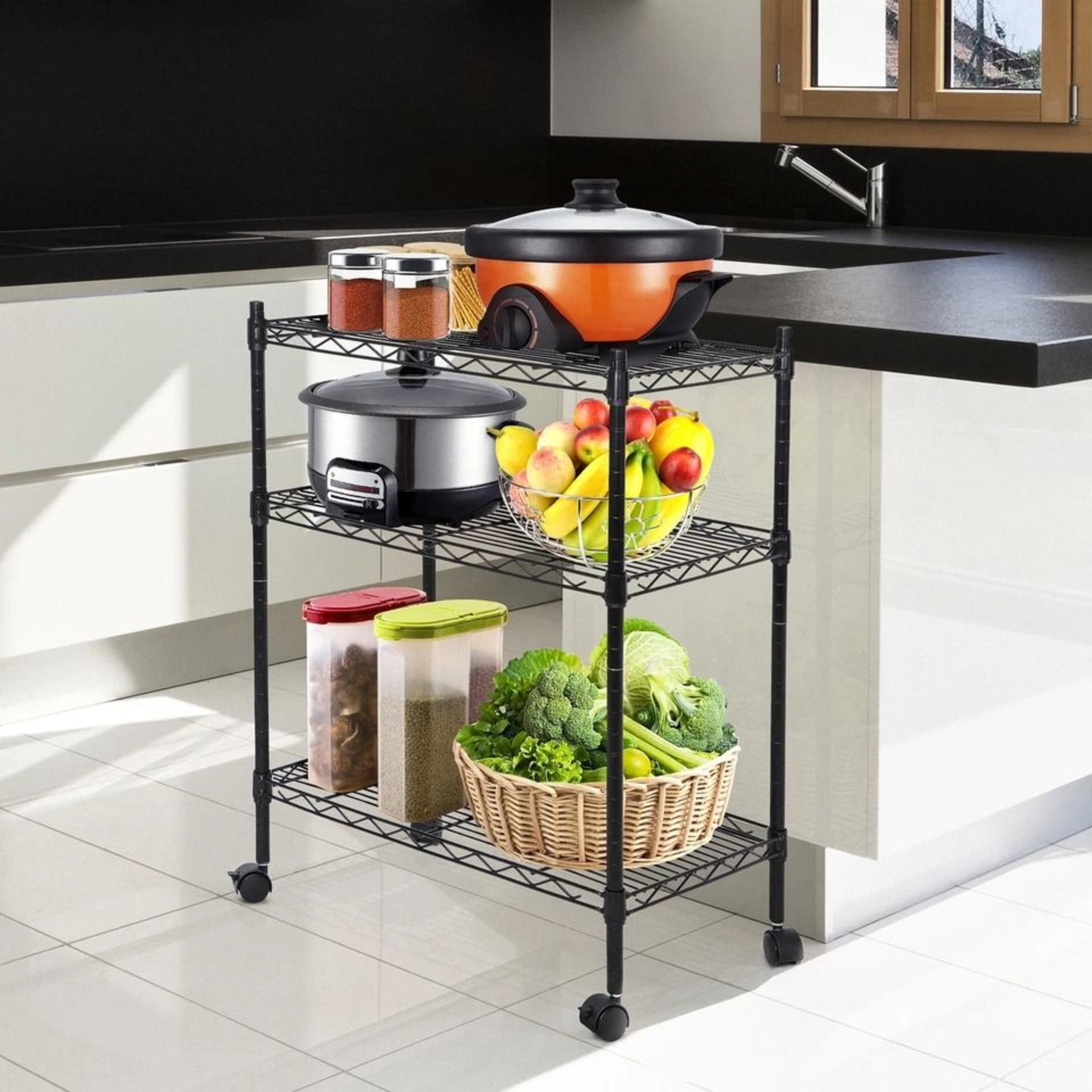 Metal Rack Shelves Shelf Storage Shelving Unit Adjustable Steel Wire Shelf 3Shelf Organization For  7