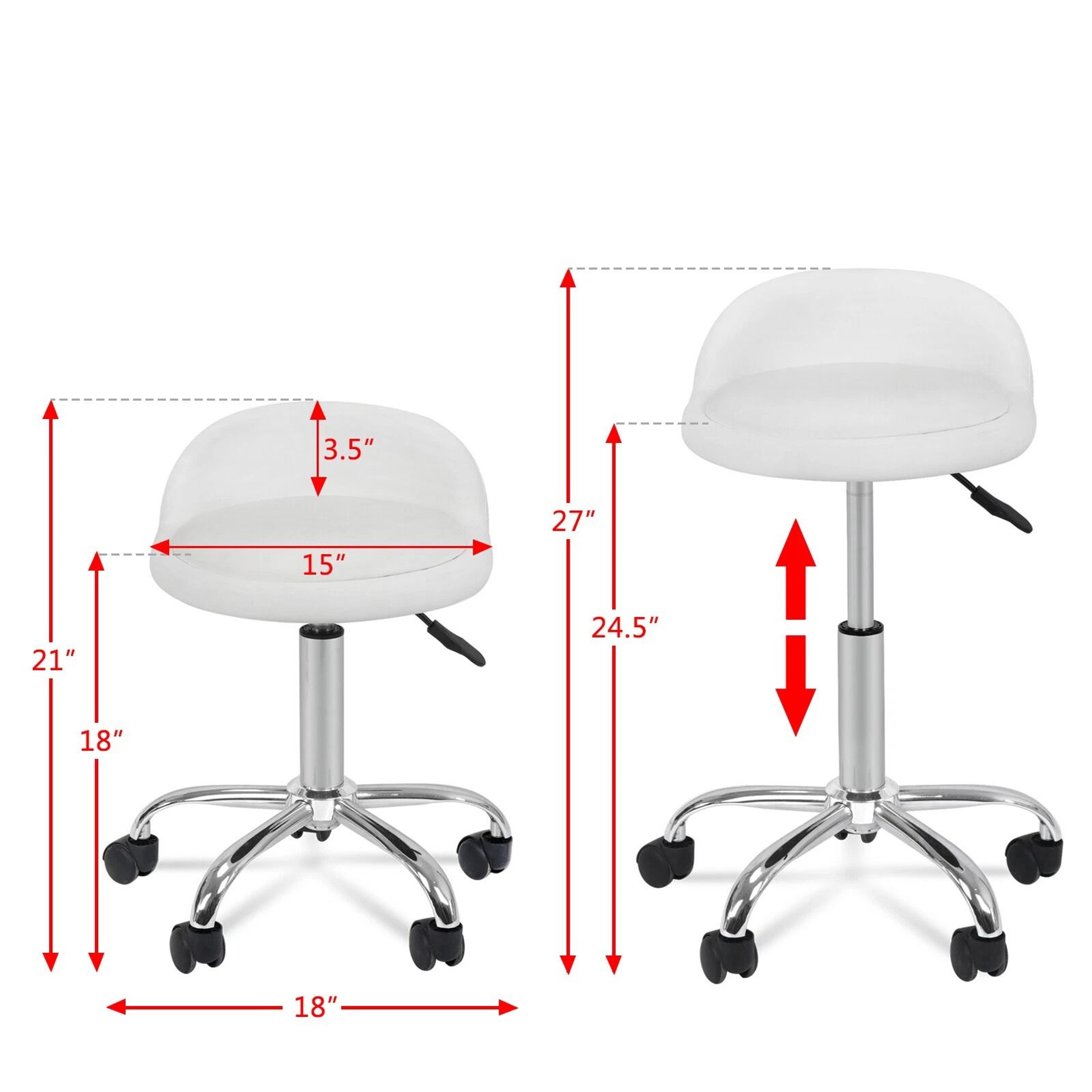 White Salon Stool With Back Hydraulic Rolling Spa Stool Rest Saddle Adjustable Height 9