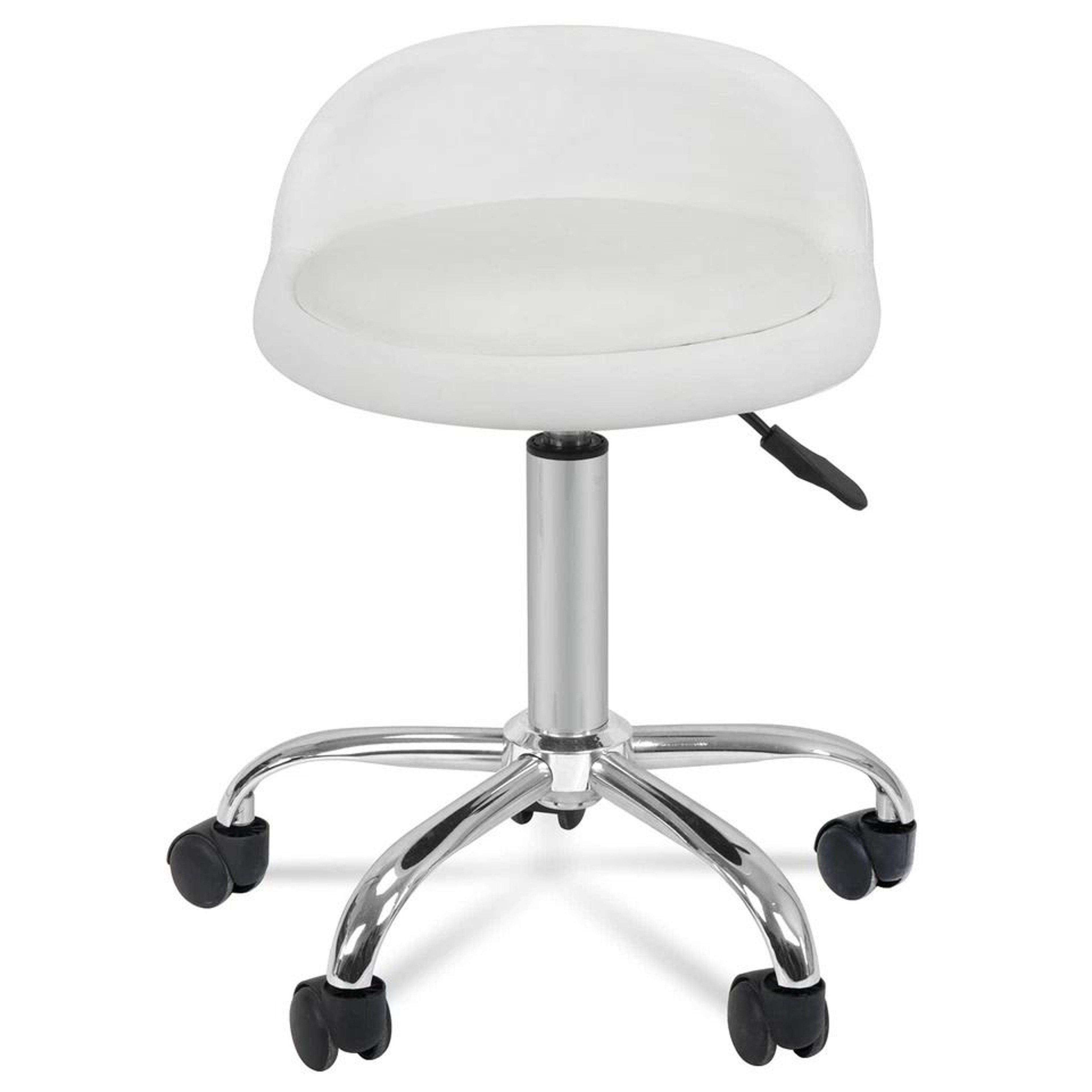White Salon Stool With Back Hydraulic Rolling Spa Stool Rest Saddle Adjustable Height 8