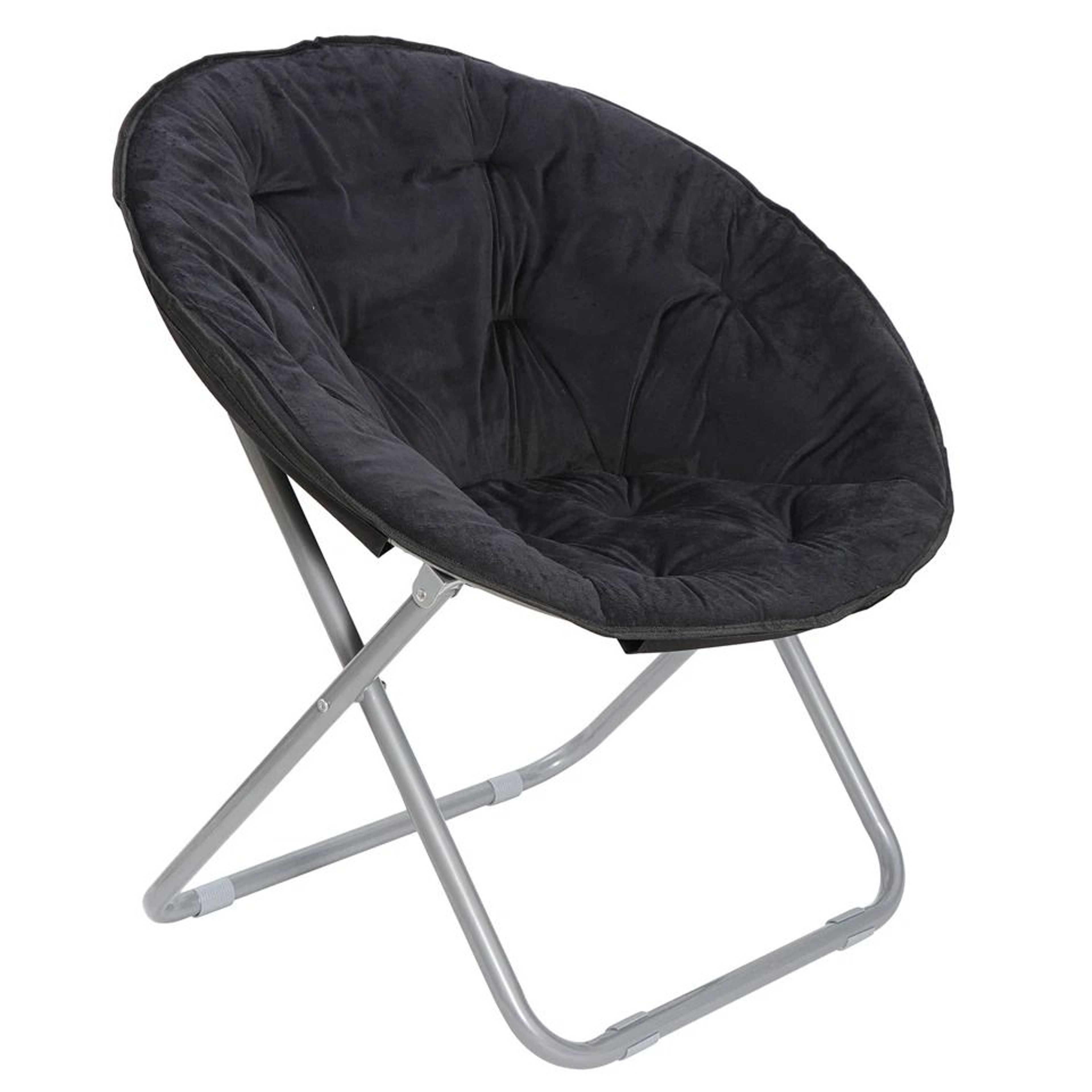 Soft Saucer Moon Chair Cozy Seat Stool With Metal Frame Folding Black Chair For Living Room Dorm An 11