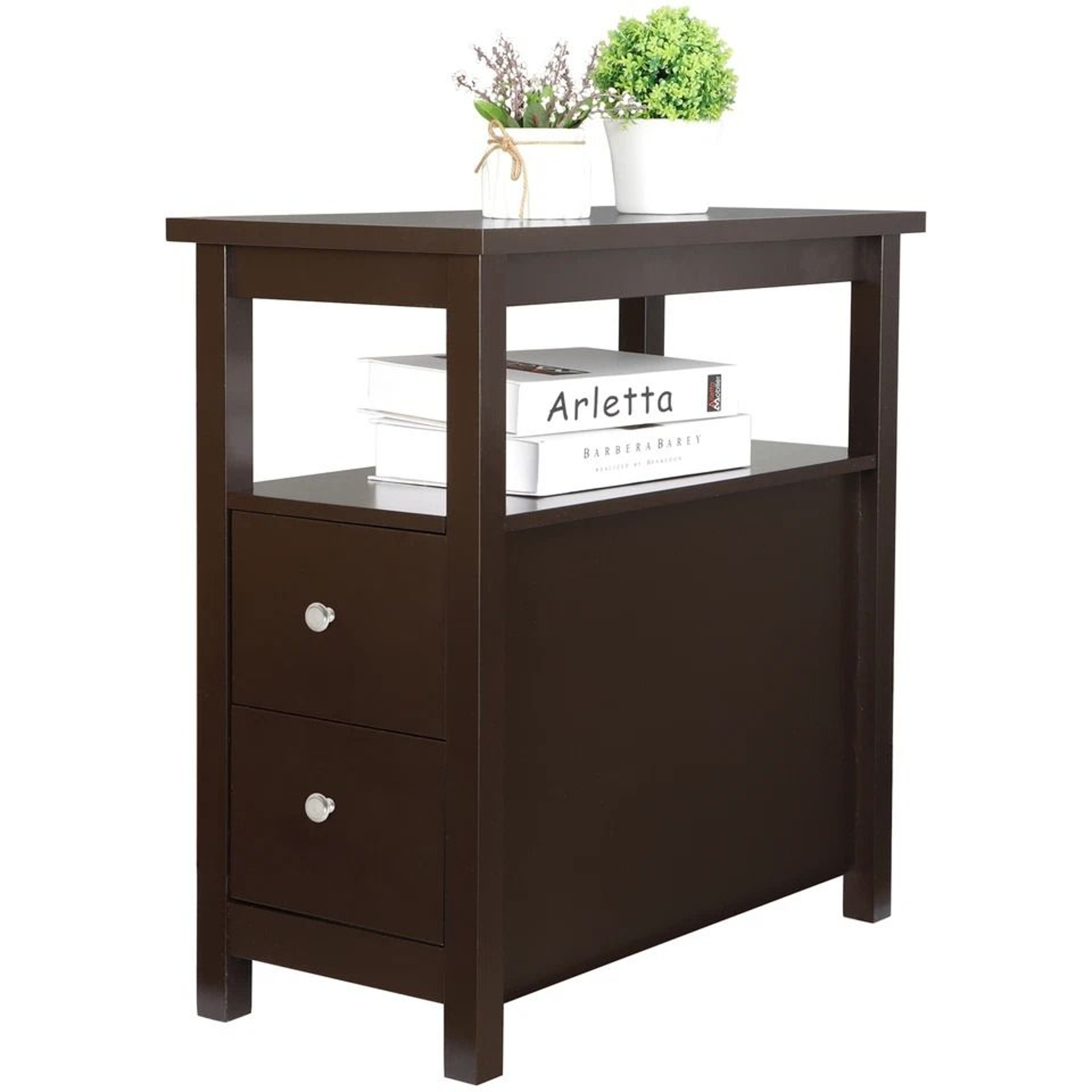Narrow Side Table With Drawer And Shelf Chairside End Table Home Decor Storage For Small Spaces 0