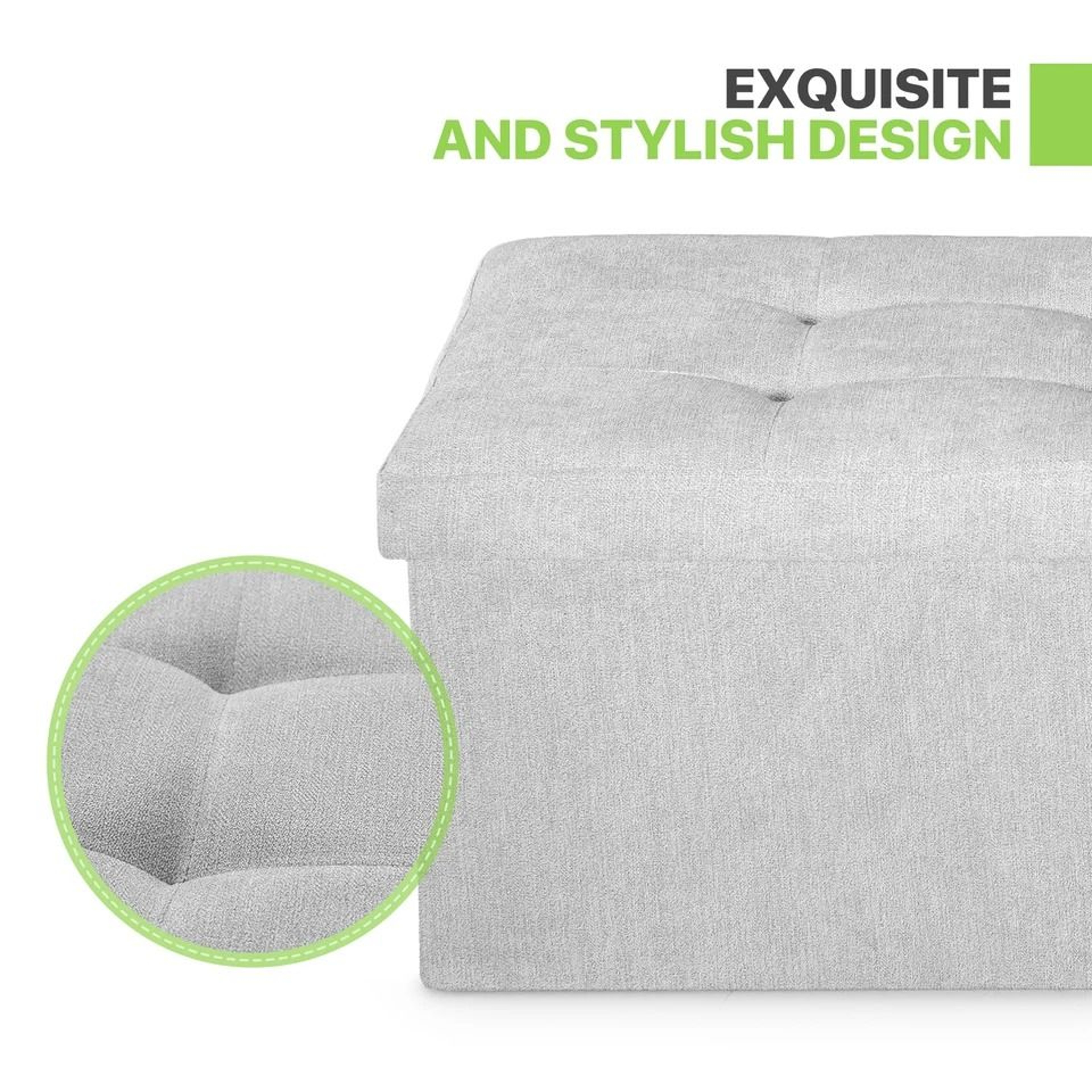 Foldable Storage Ottoman Light Gray Foot Stool Bench With Chest Flipping Lid For Extra Seating 6