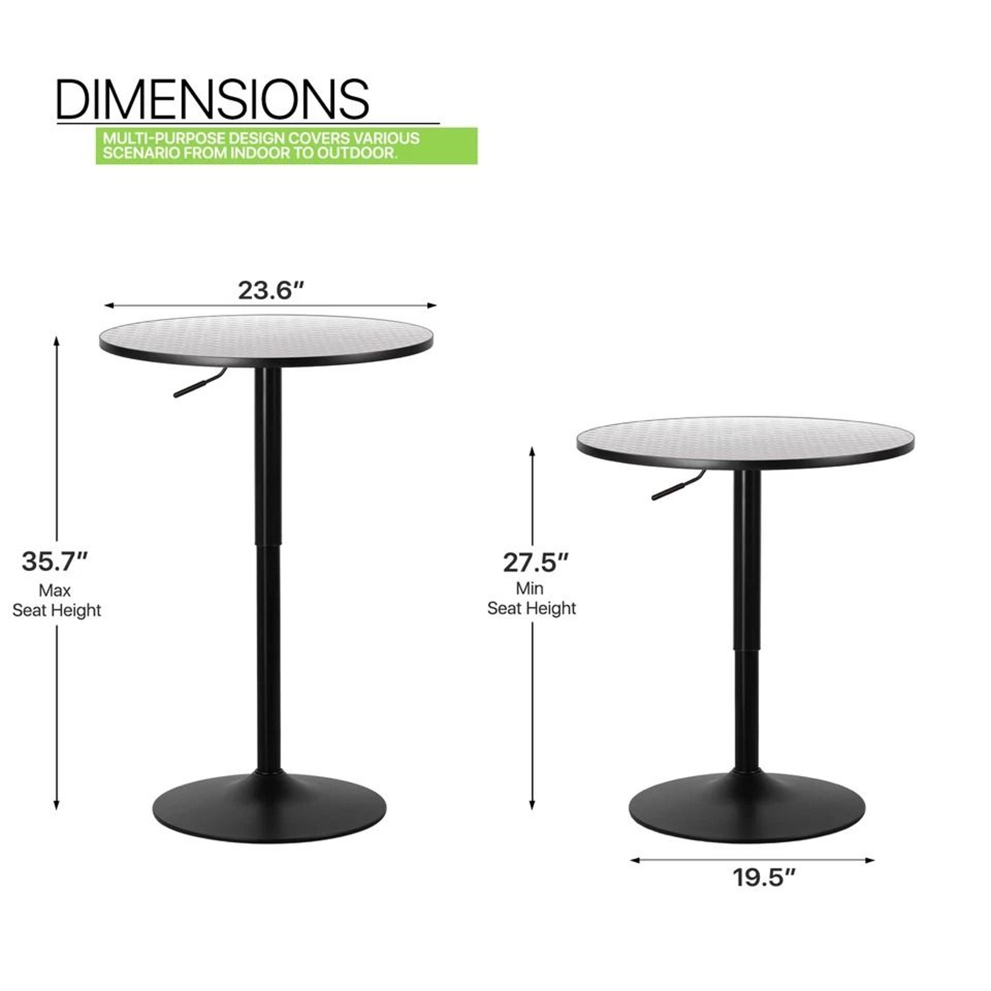 Adjustable Height Silver Pub Bar Cocktail Table, Swivel Wood Round Tabletop, Sleek Metal Base for Home and Venue – view 2