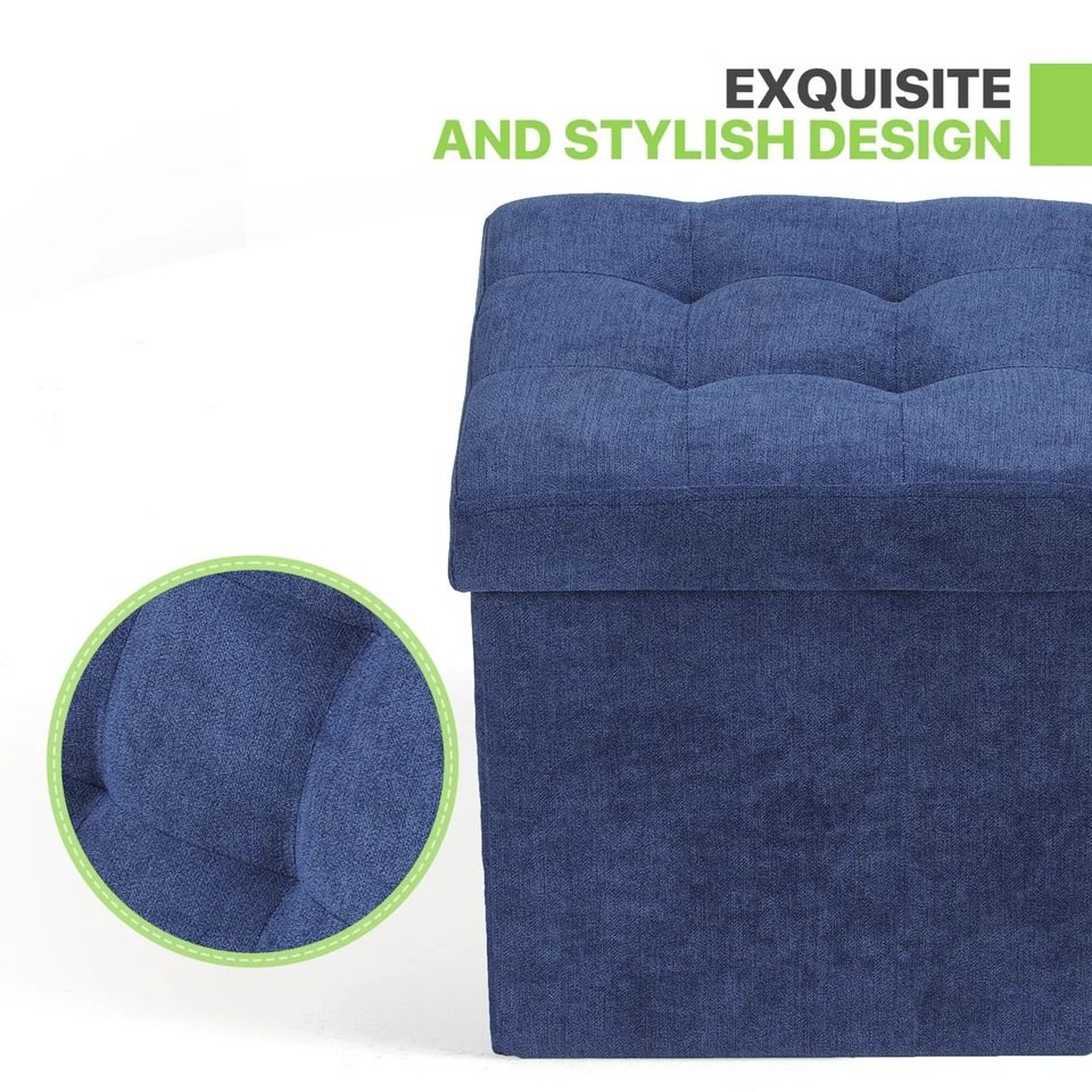 Navy Blue Storage Ottoman Classic Cube Footstool For Home Decor Perfect For Living Room And Bedroom 6