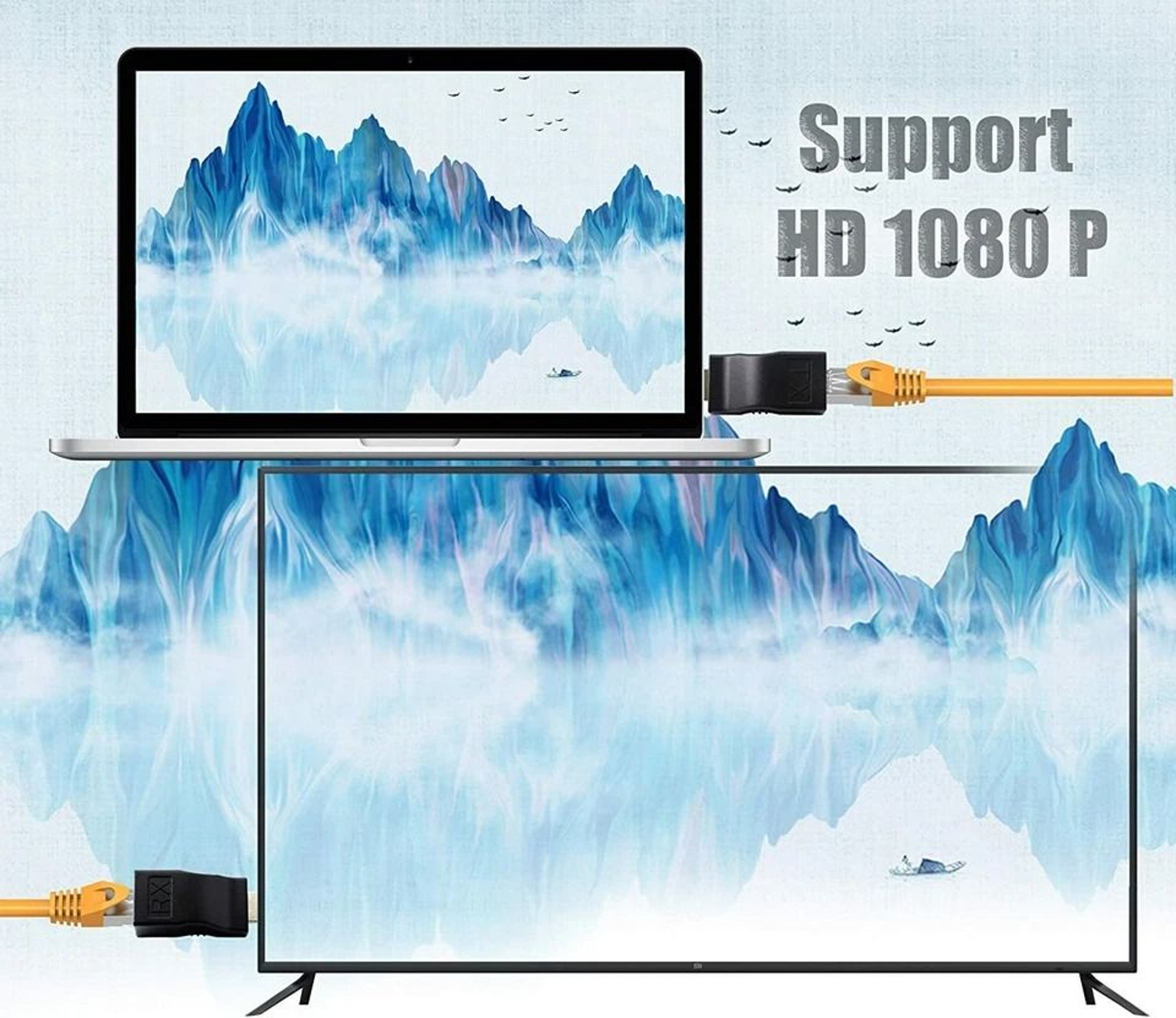 HDMI Extender Over Cat Ethernet Network Adapter For HDTV 7