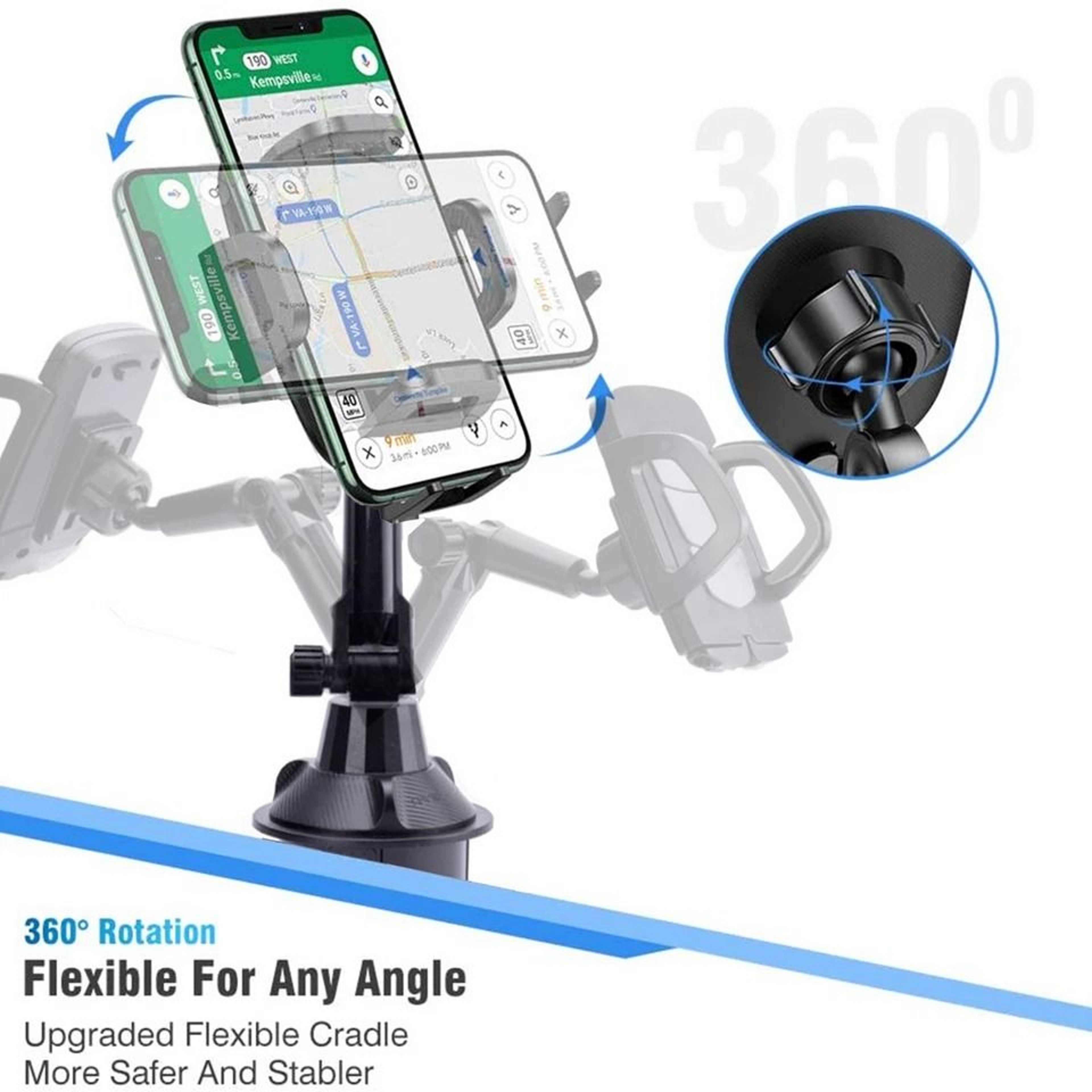 Adjustable Car Cup Stand Universal Phone Holder Cradle Upgraded Version For Cell Phones 4