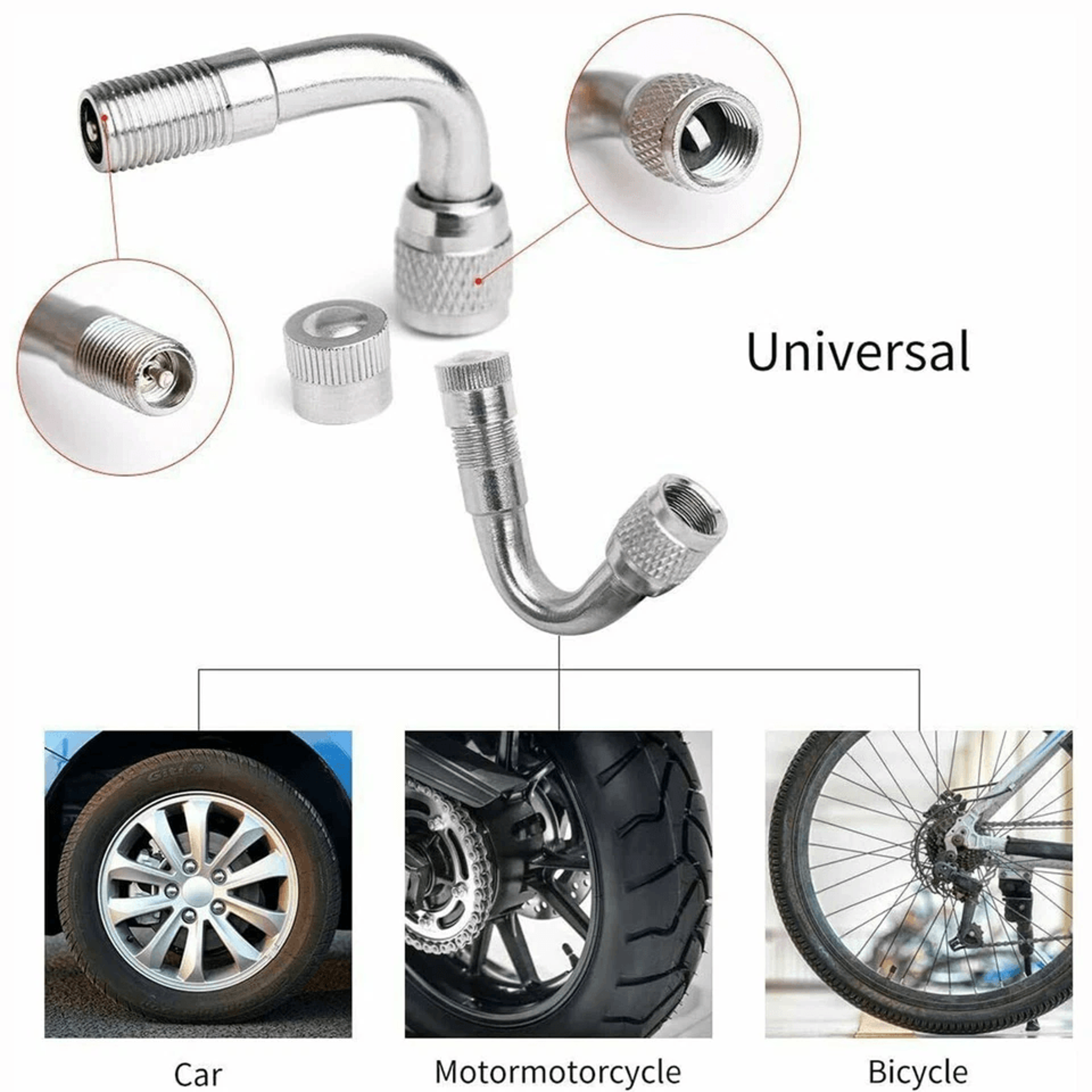 Angle Adaptor Air Tire Valve Extension Degree Motorcycle And Car Stem Extender Durable With Metal D