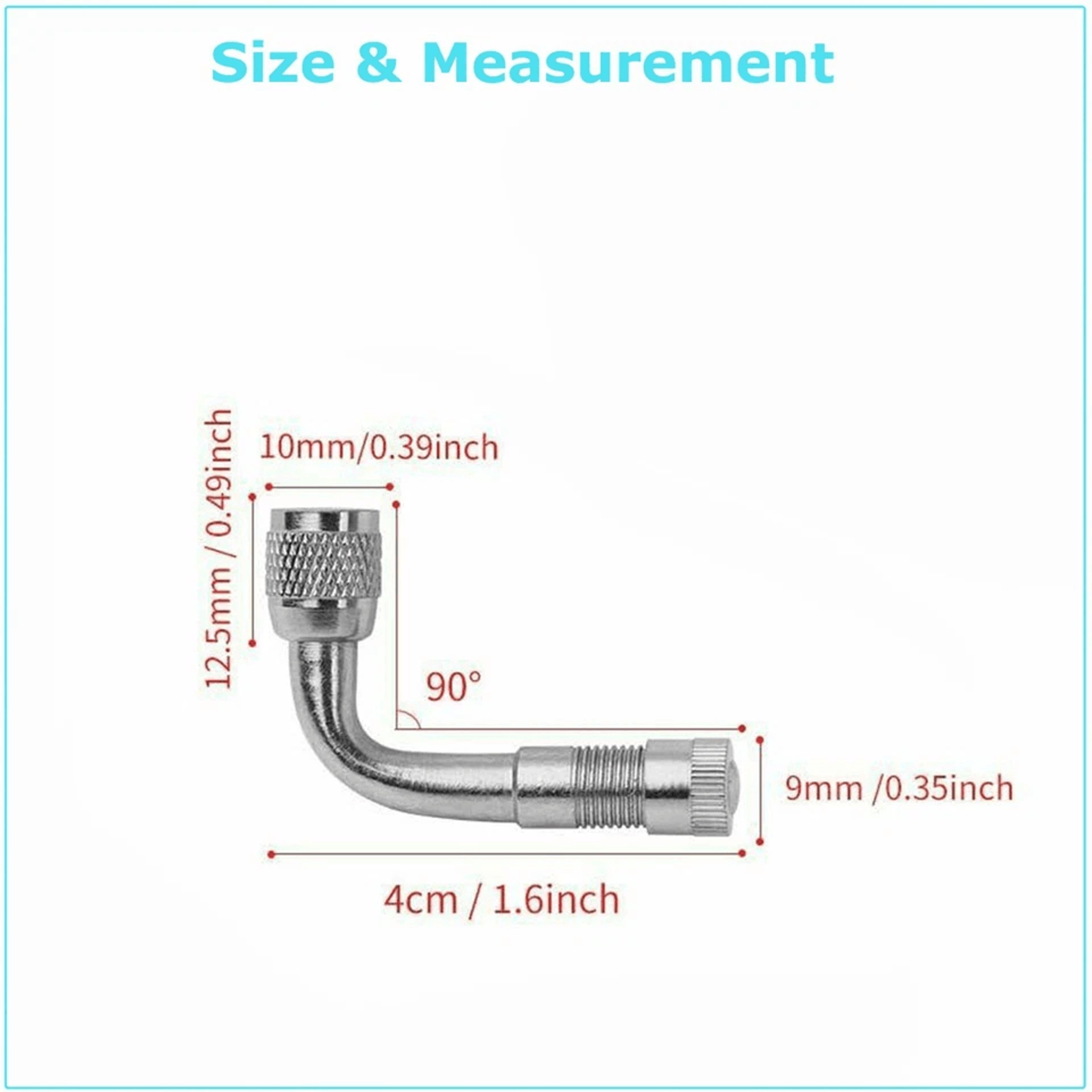 Angle Adaptor Air Tire Valve Extension Degree Motorcycle And Car Stem Extender Durable With Metal D