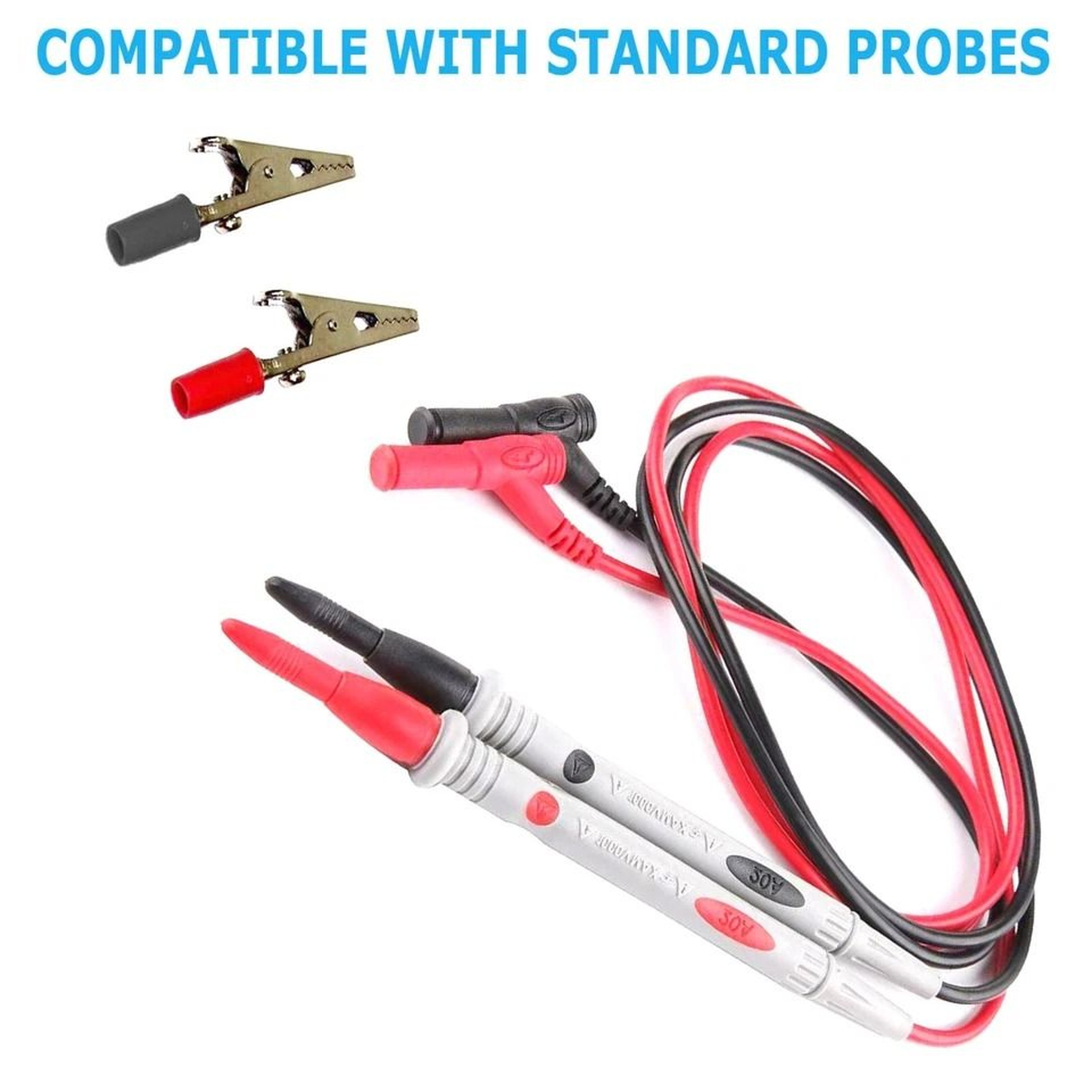 Insulated Metal Alligator Clips With Red  Black PVC Handles Electrical Test Clamps NickelPlated 2