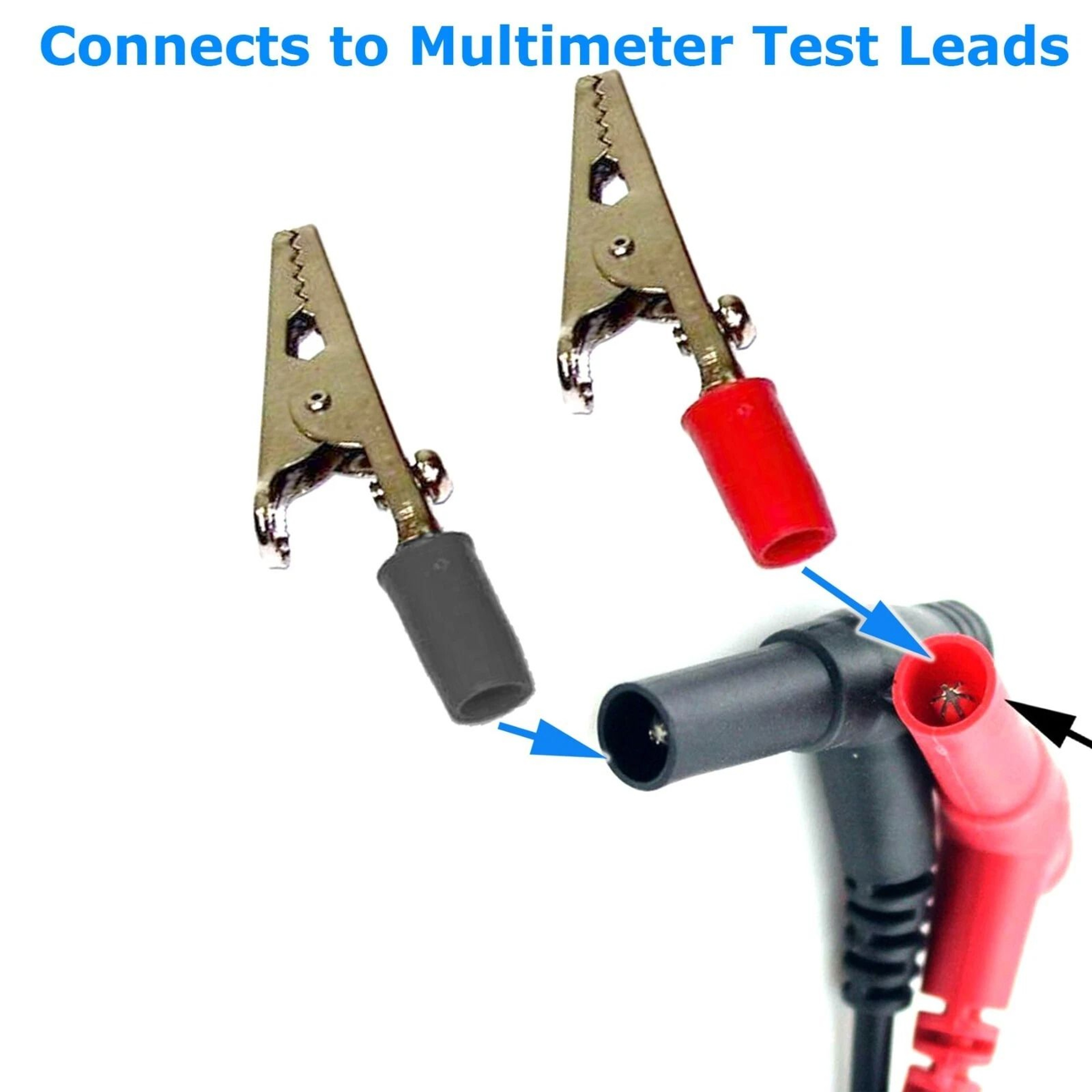 Insulated Metal Alligator Clips With Red  Black PVC Handles Electrical Test Clamps NickelPlated 3