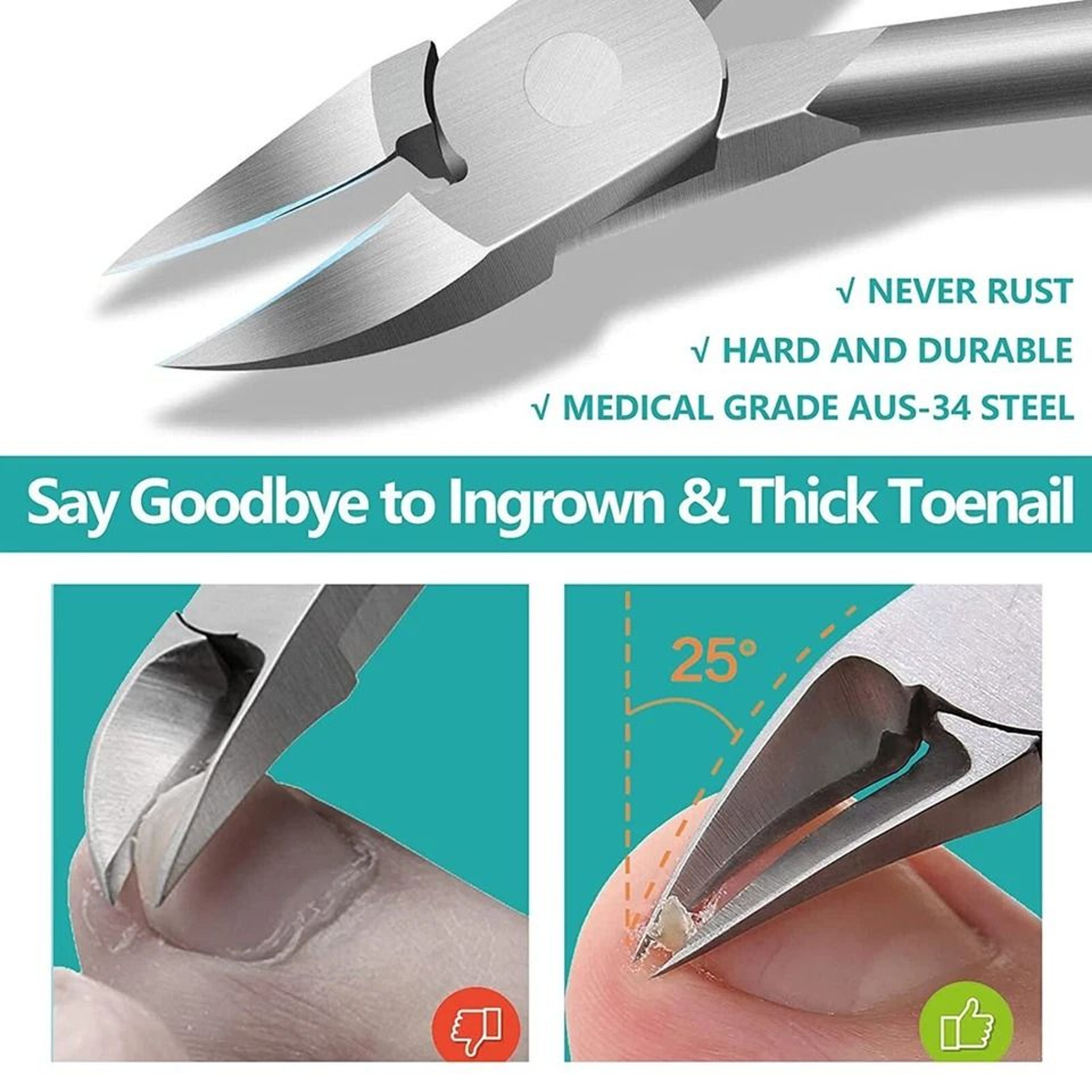Toenail Clipper Set For Pedicure  Manicure Professional Ingrown Toenail Tool Kit Stainless Steel 6
