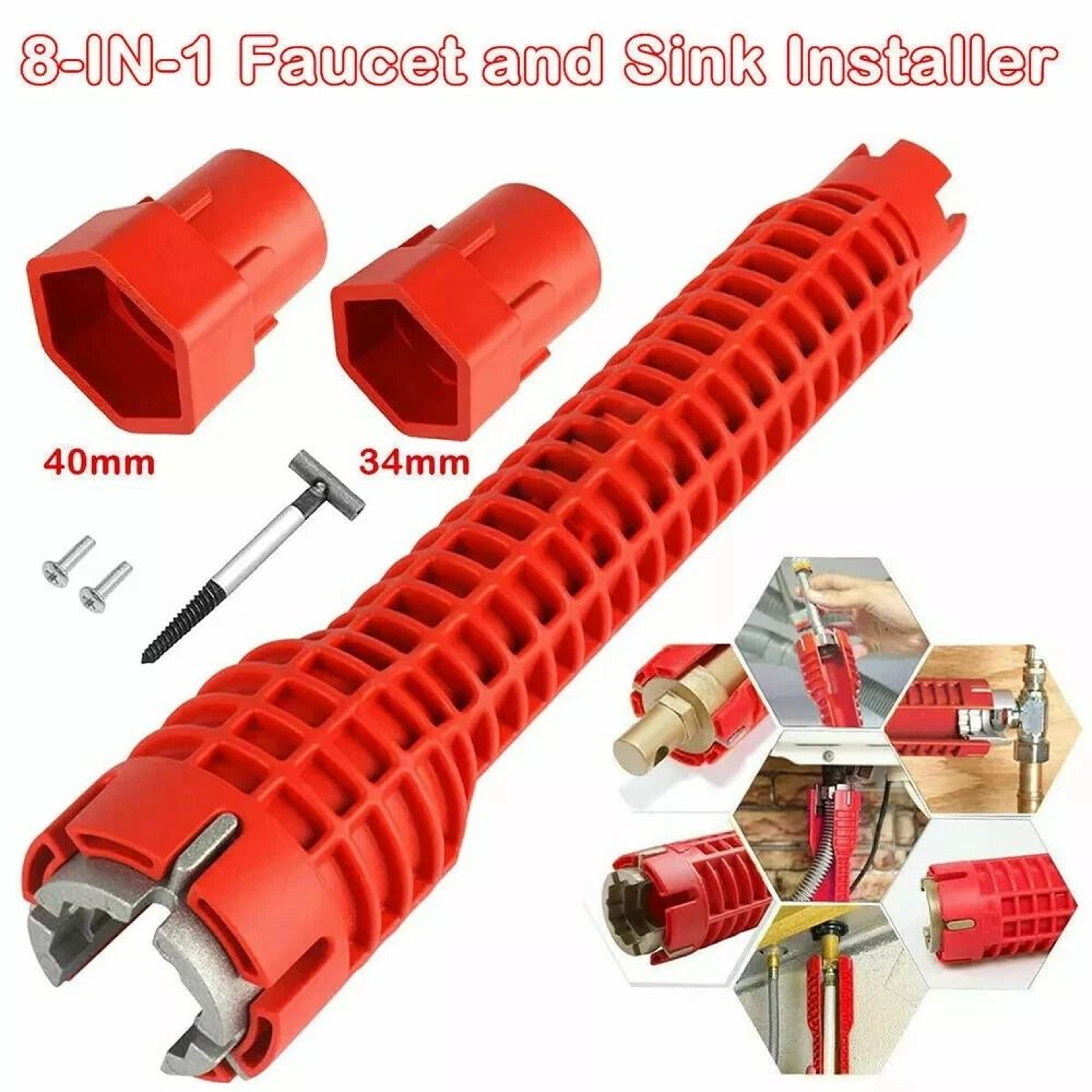 Multipurpose Faucet Wrench Tool Plumbing Repair Tool For Sink Installations Easy Faucet Nut Removal 8