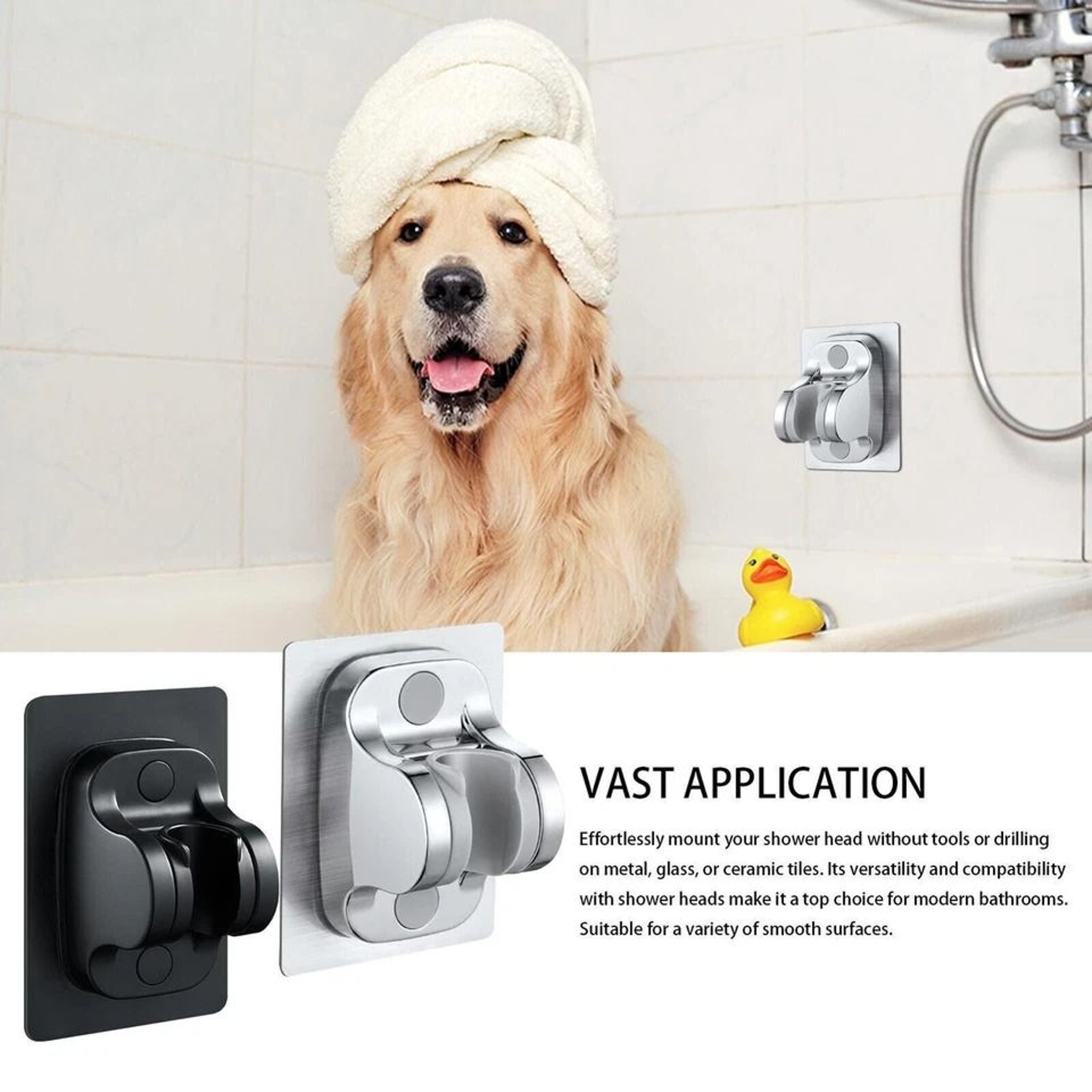 Adjustable Wall Mount Shower Bracket Self Adhesive Handheld Shower Head Holder No Drill Shower Moun 3