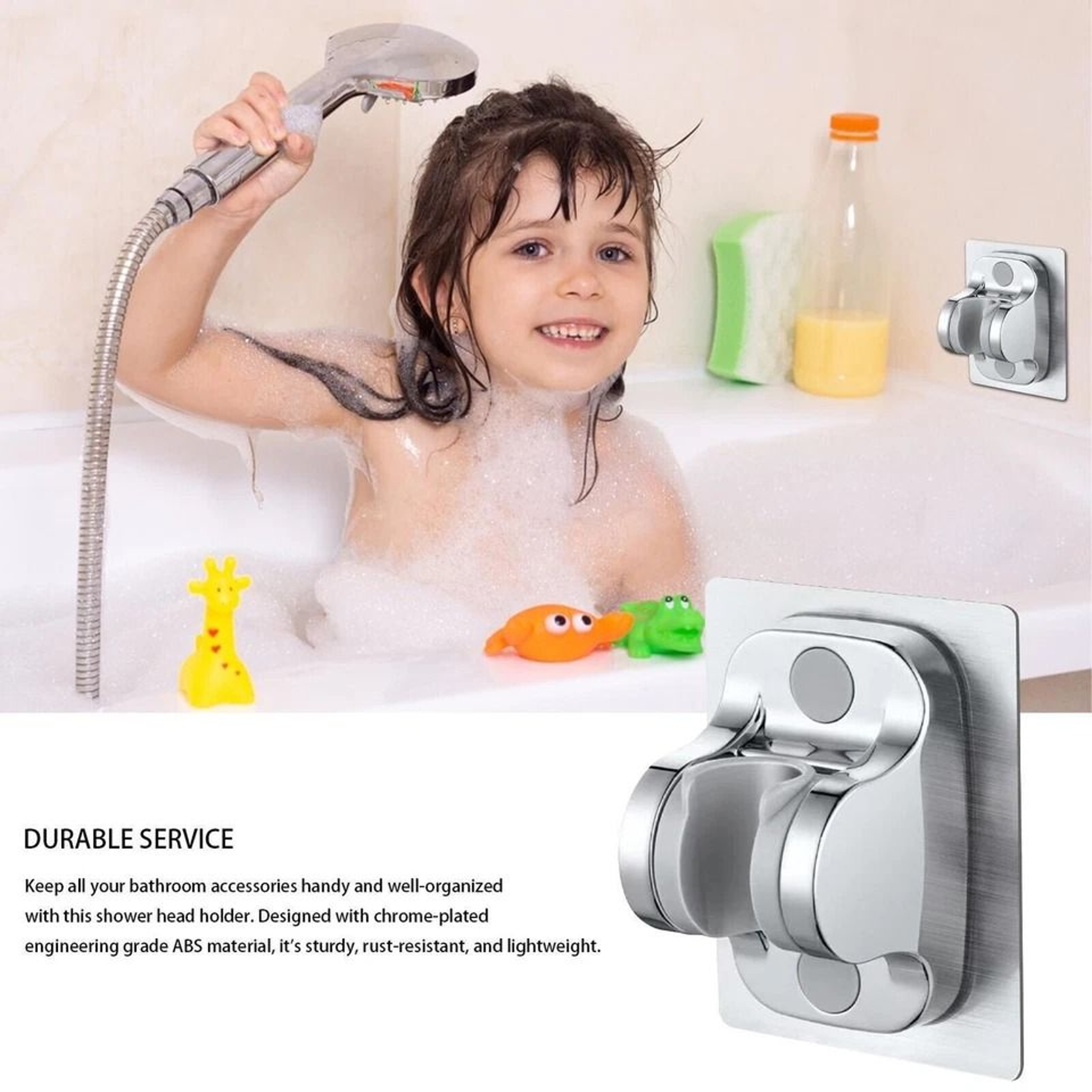 Adjustable Wall Mount Shower Bracket Self Adhesive Handheld Shower Head Holder No Drill Shower Moun 6