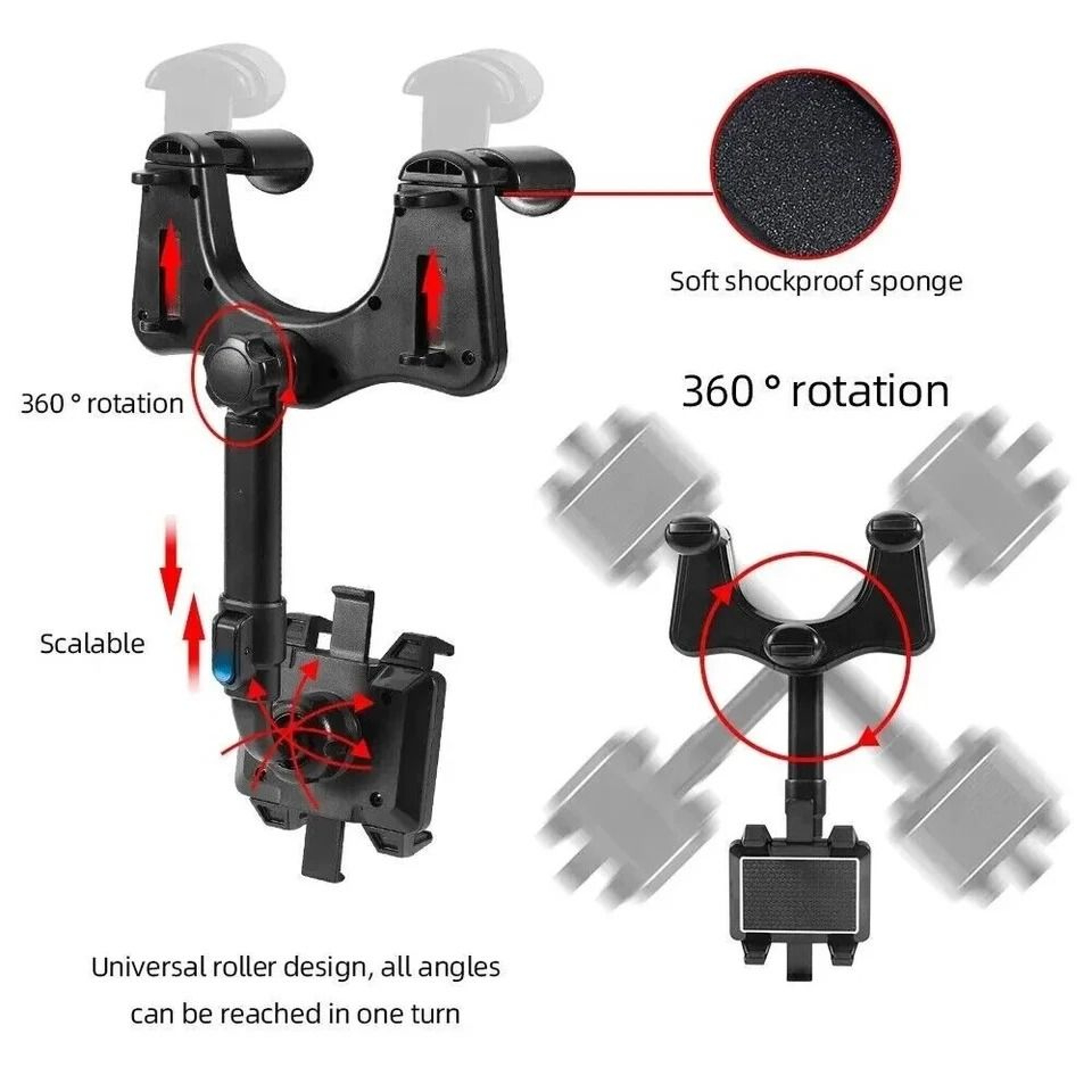 Universal Car Phone Holder Rotatable And Retractable Rearview Mirror Mount HandsFree Mobile Holder  3