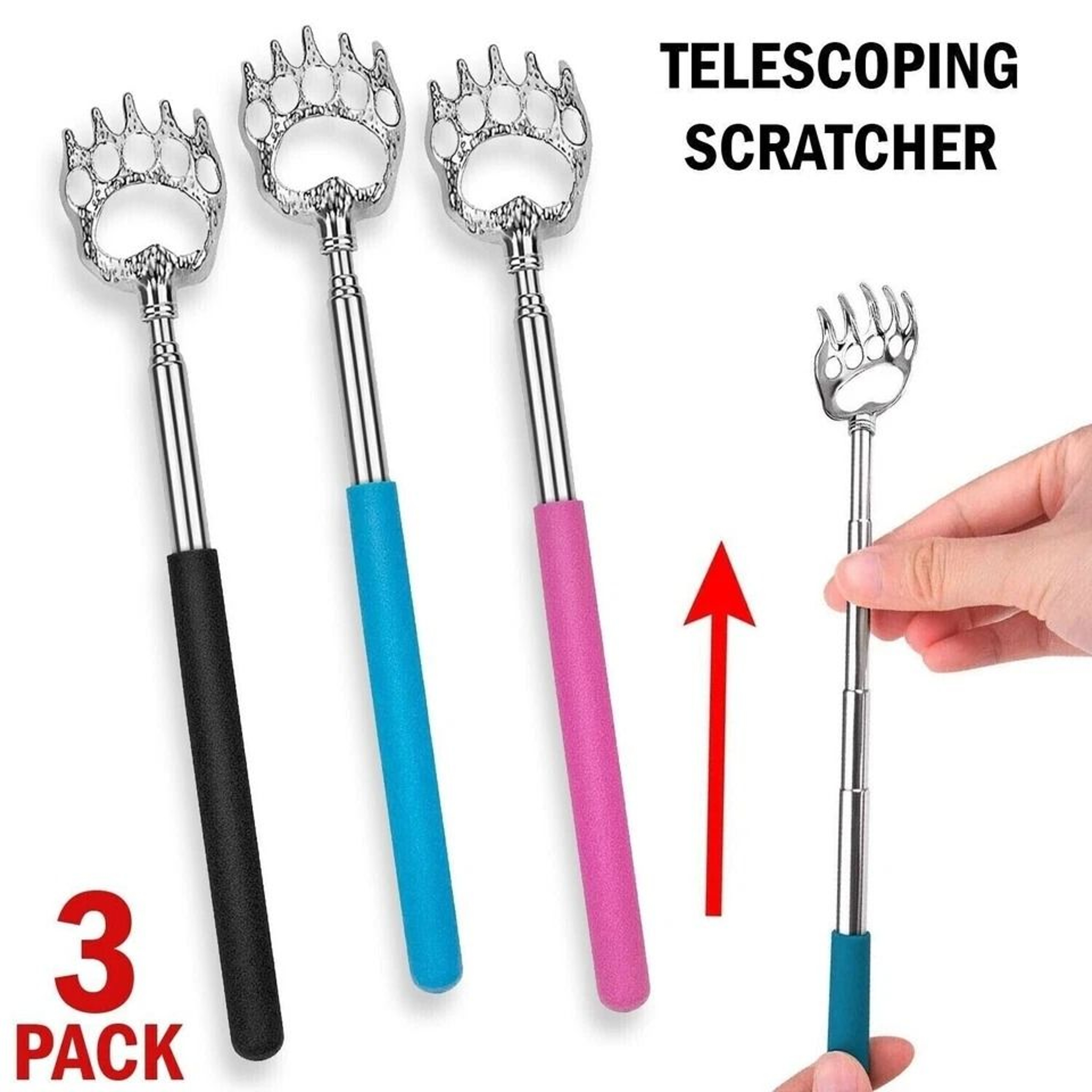 Extendable Back Scratcher Bear Claw Telescopic Metal Adjustable Length Perfect Back Massager Gift F 4