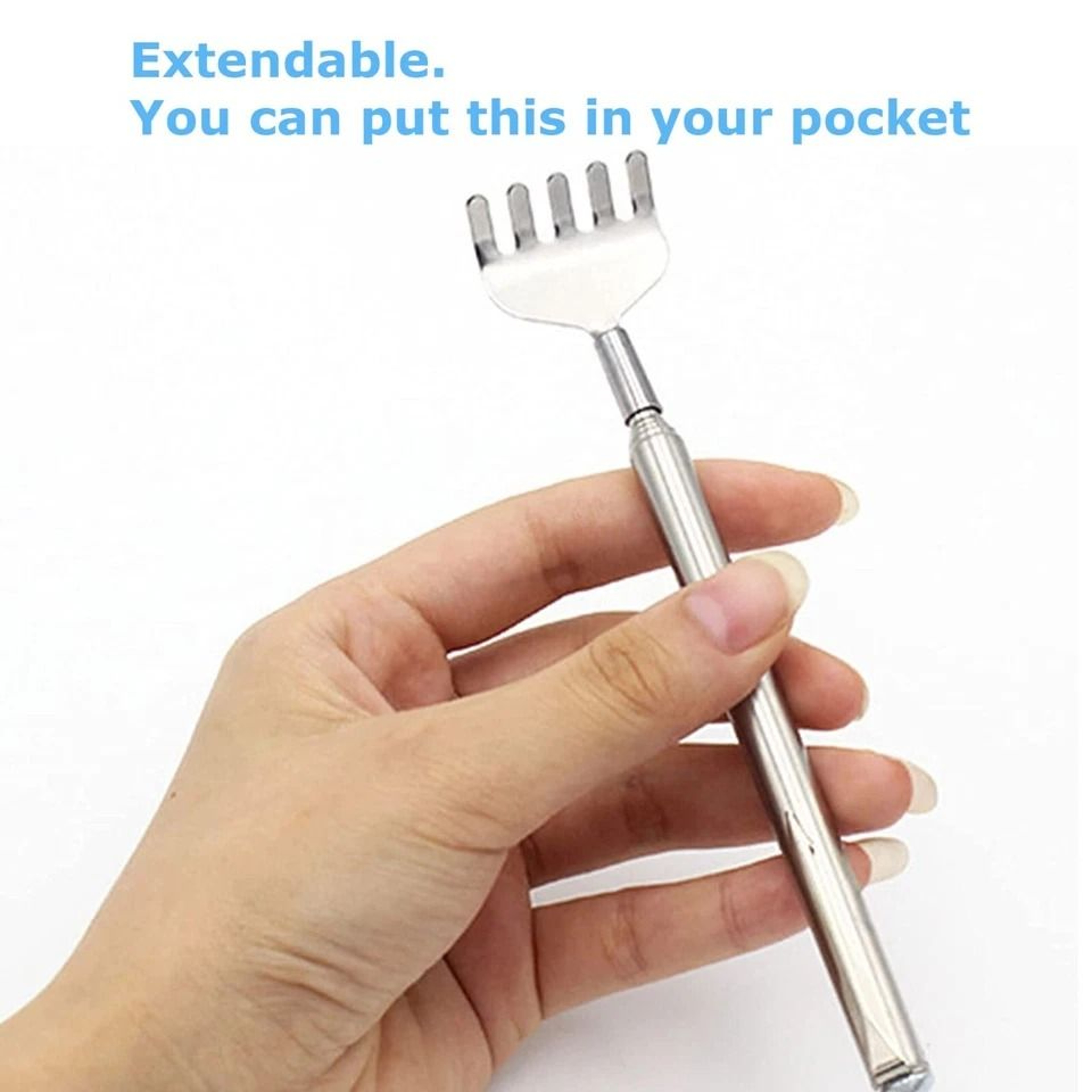 Portable Telescopic Back Scratcher Stainless Steel Extendable Claw Massager Handy Metal Scratch Too 3