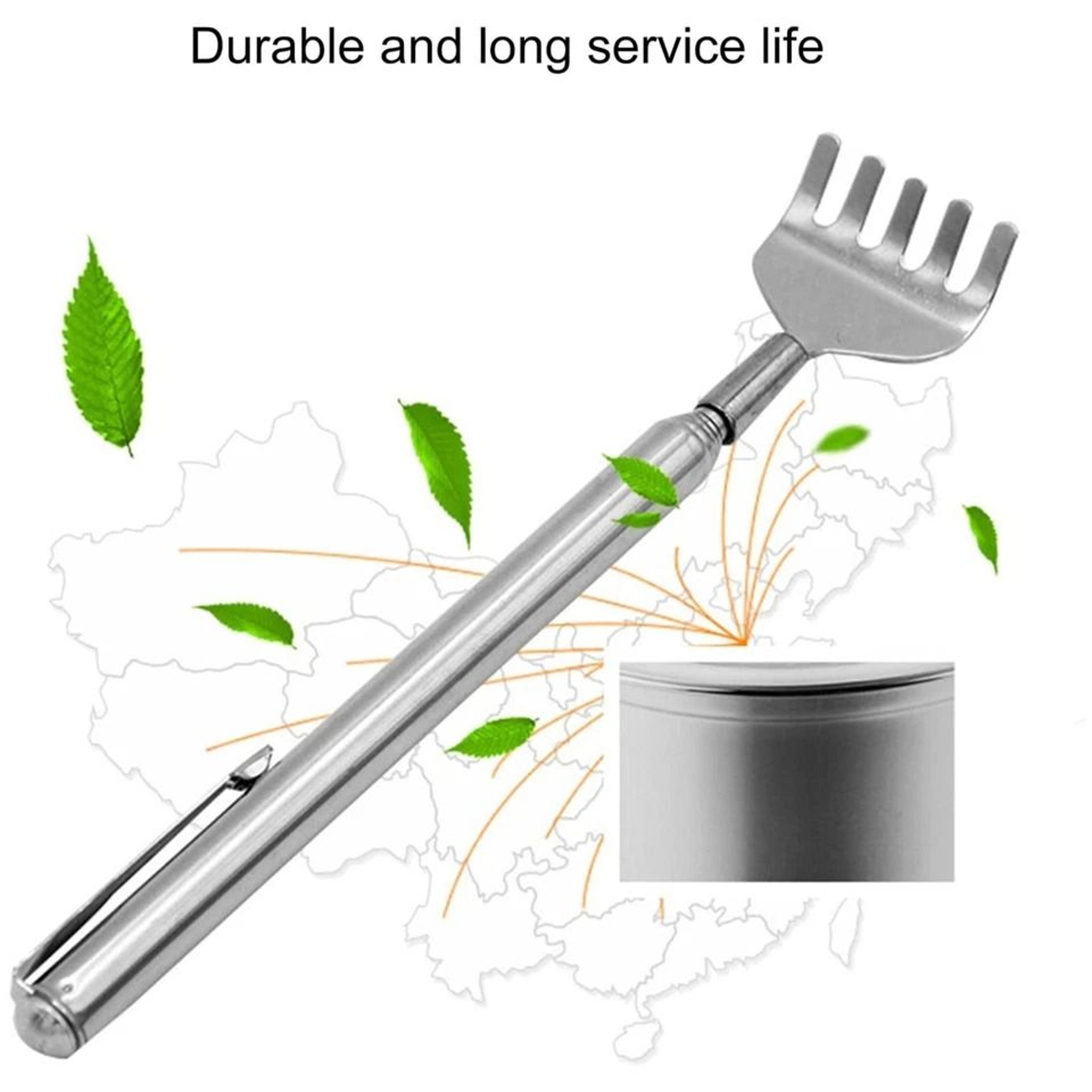 Portable Telescopic Back Scratcher Stainless Steel Extendable Claw Massager Handy Metal Scratch Too 8
