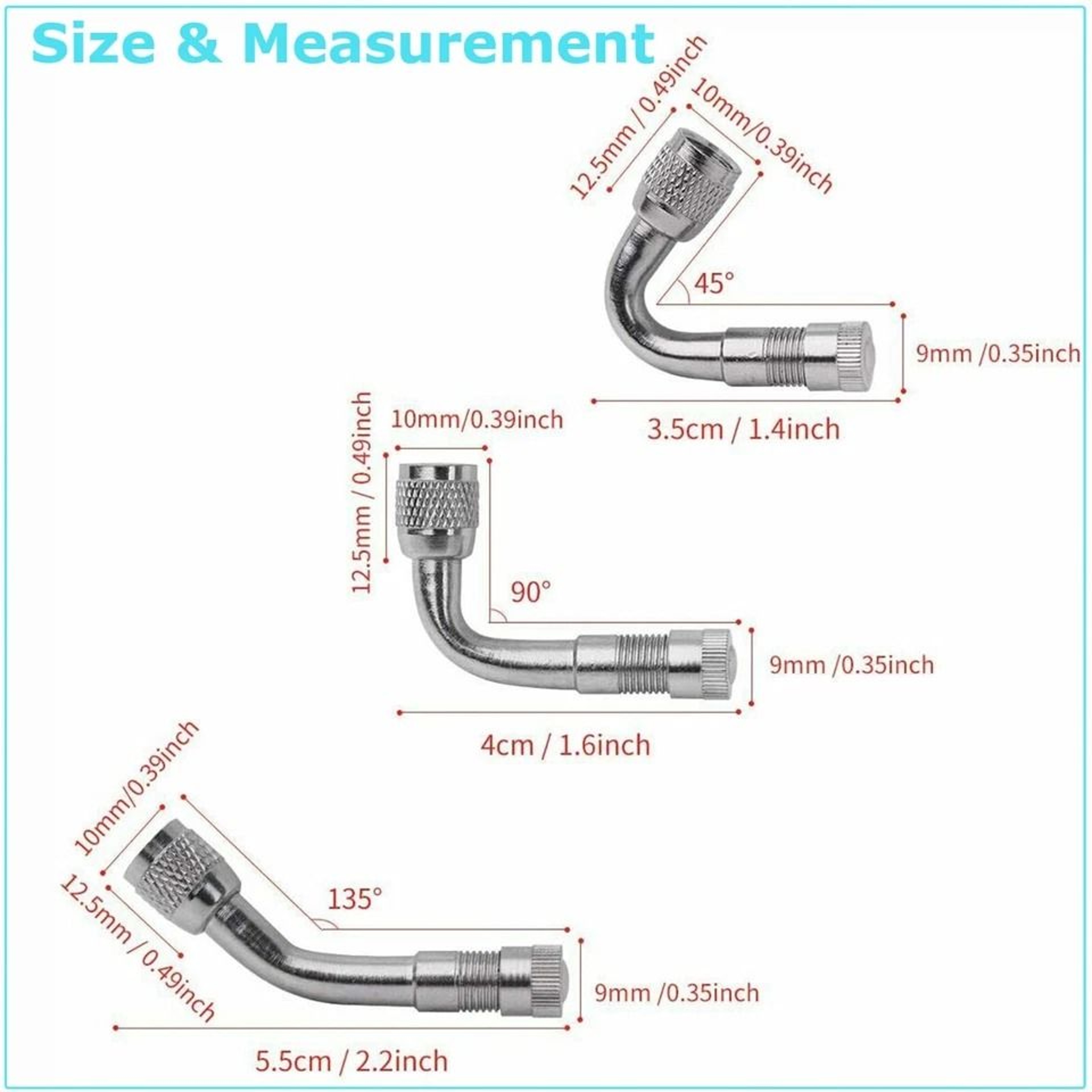 Universal Tire Valve Stem Extension For Cars Motorcycles Bicycles Trucks And RVs Degree Angled Valv 3