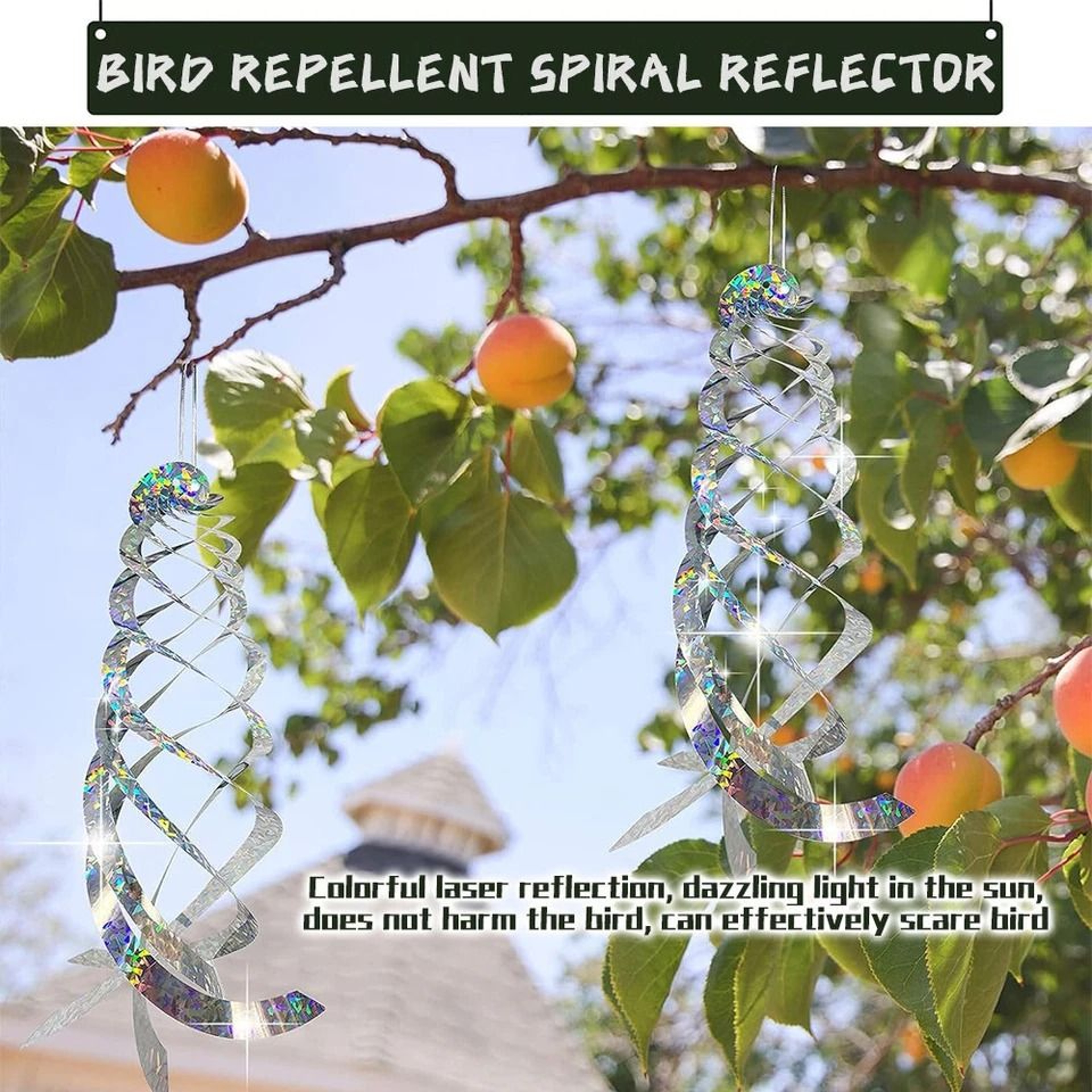 Hanging Reflective Birds Scare Deterrent Bird Repellent Spiral Reflectors For Gardens Farms  Outdoo 6