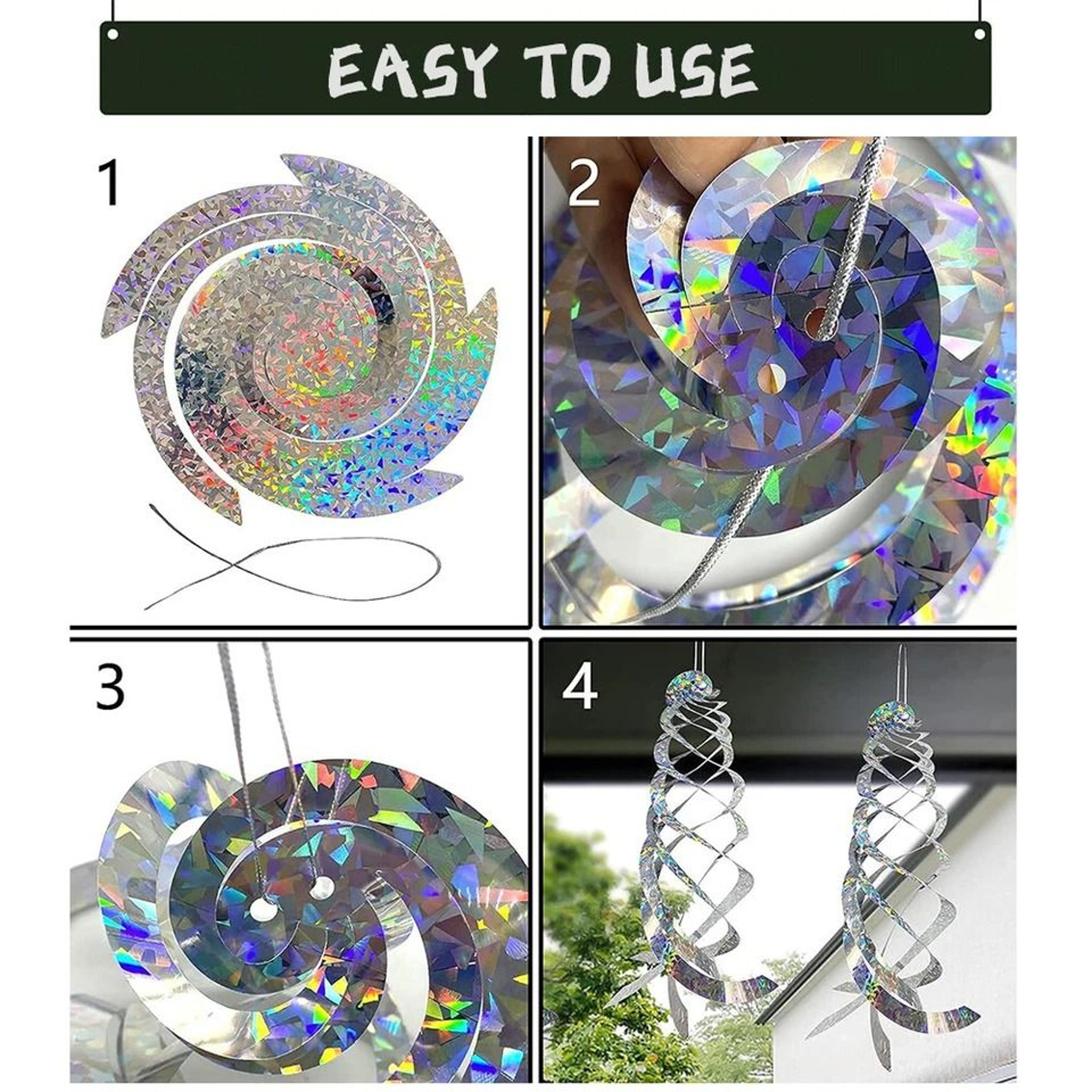 Hanging Reflective Birds Scare Deterrent Bird Repellent Spiral Reflectors For Gardens Farms  Outdoo 10