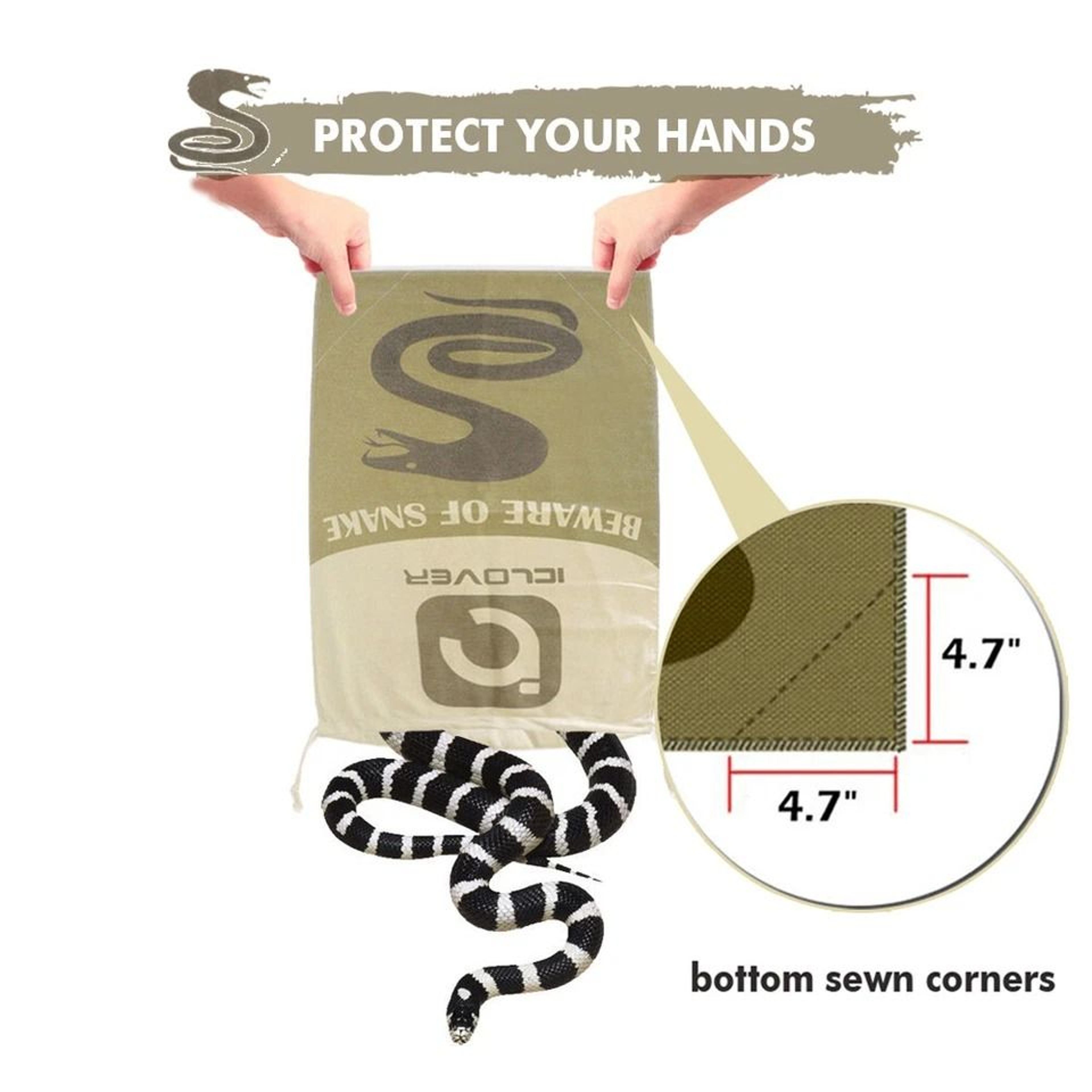 Durable Large Size Safe Snake Bag Drawstring Reptile Herp Pouch Breathable Hunting Sack For Snake H