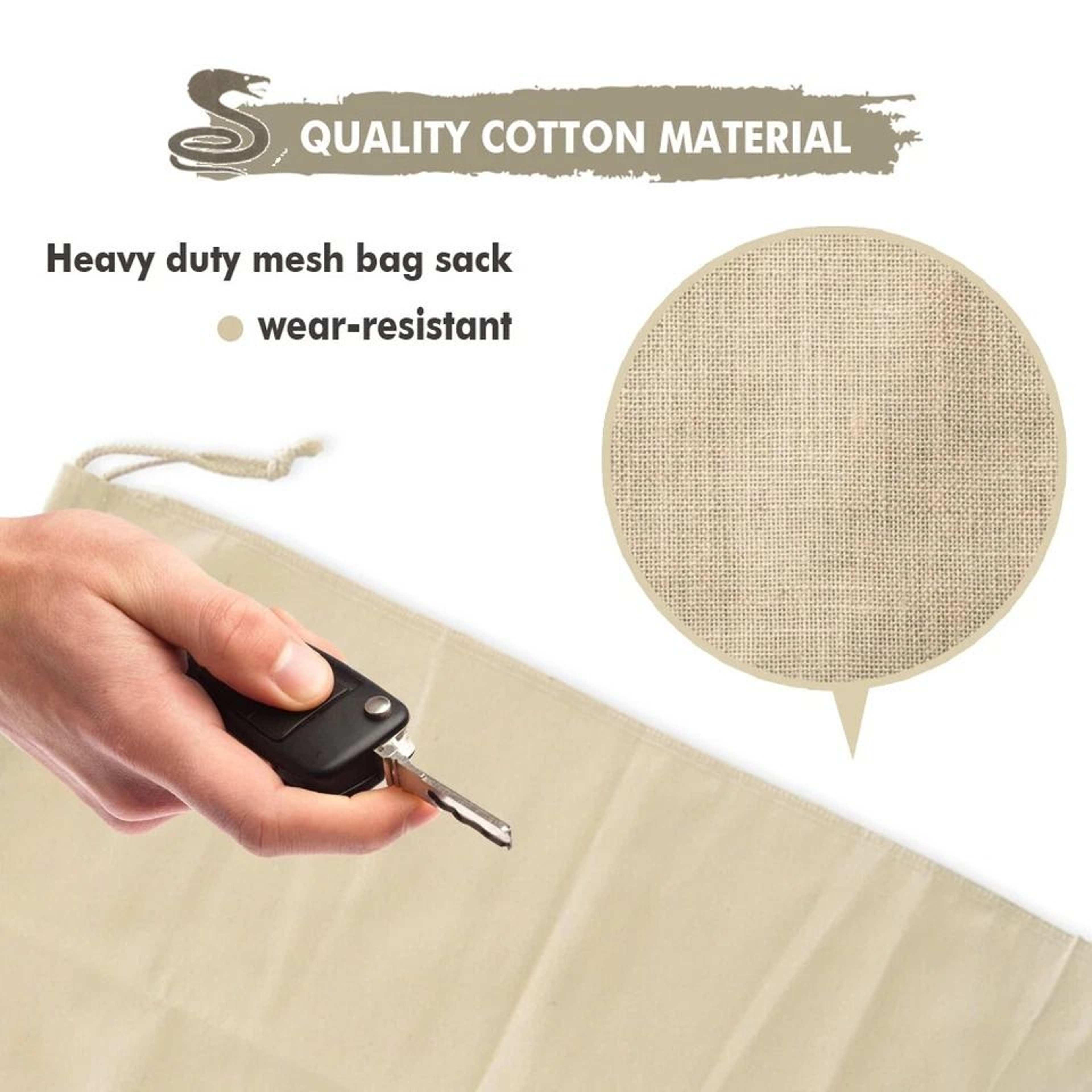 Durable Large Size Safe Snake Bag Drawstring Reptile Herp Pouch Breathable Hunting Sack For Snake H