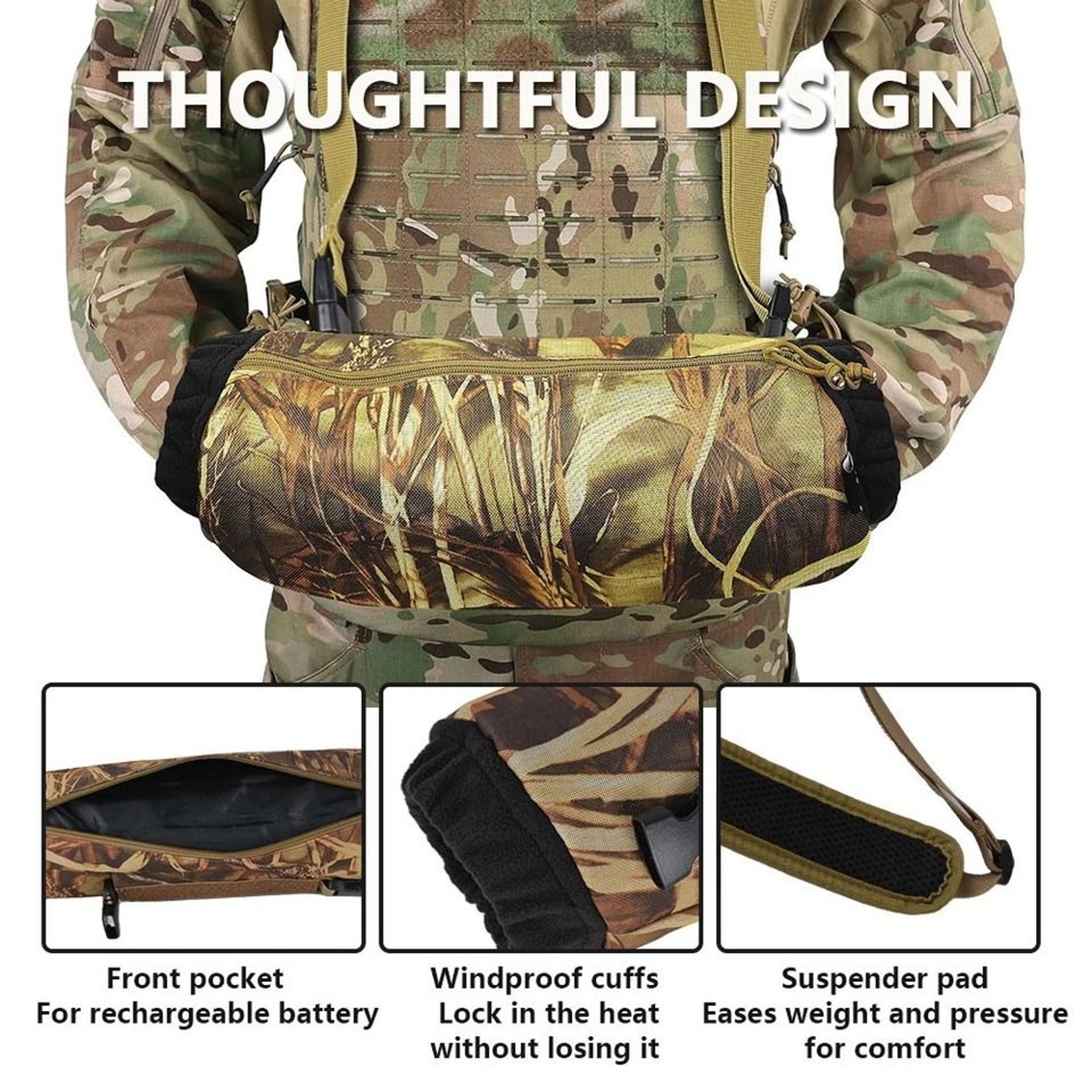 Tactical Hand Warmer Muff Fleece Lining Zipper Storage Keep Warm For Hunting Outdoor Activities 2