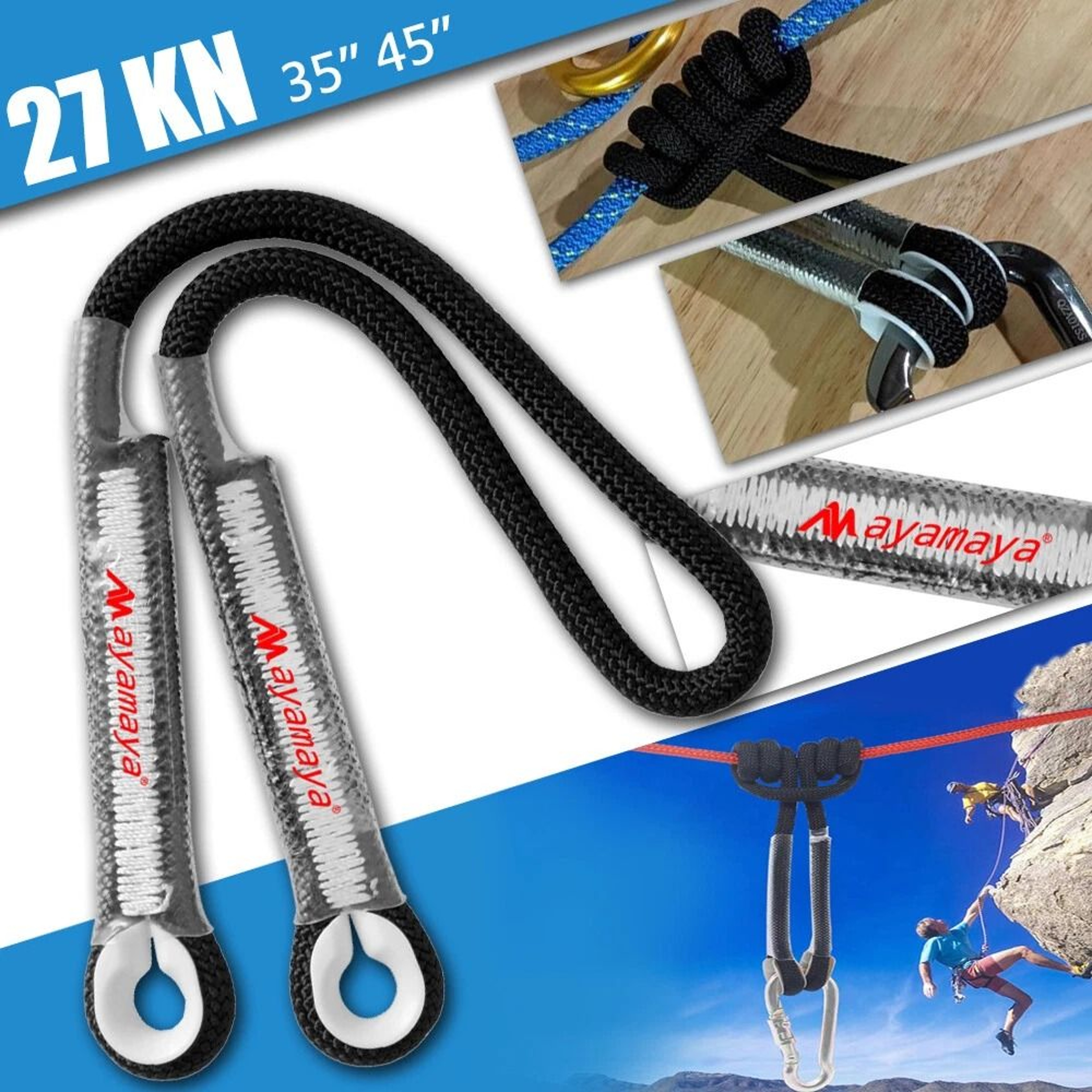 Prusik Loop Rope Presewn Eyetoeye Cord Rescue  Tree Climbing Gear 12