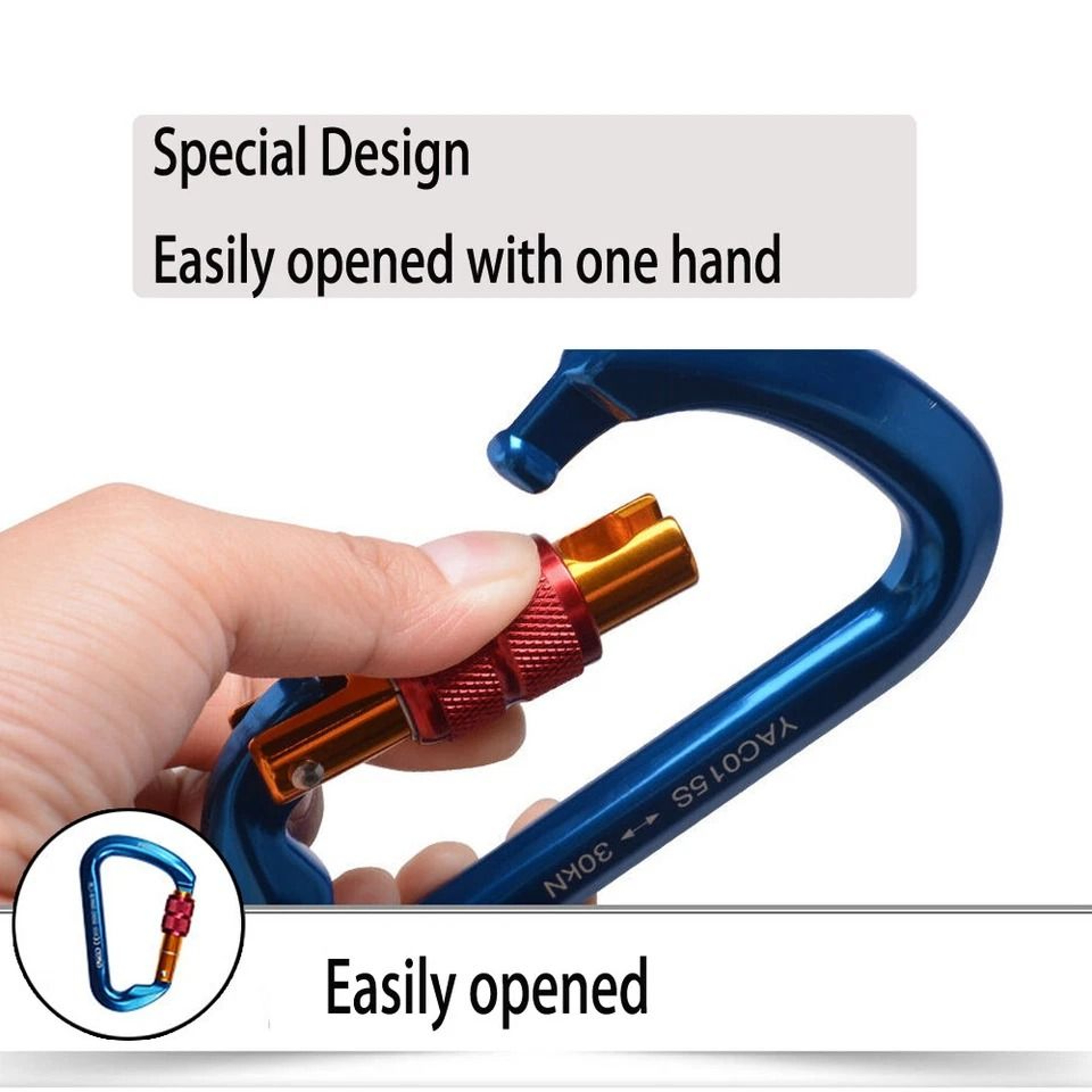 Outdoor Rock Climbing Carabiner Aluminum Alloy Screw Locking DShape Hook 4