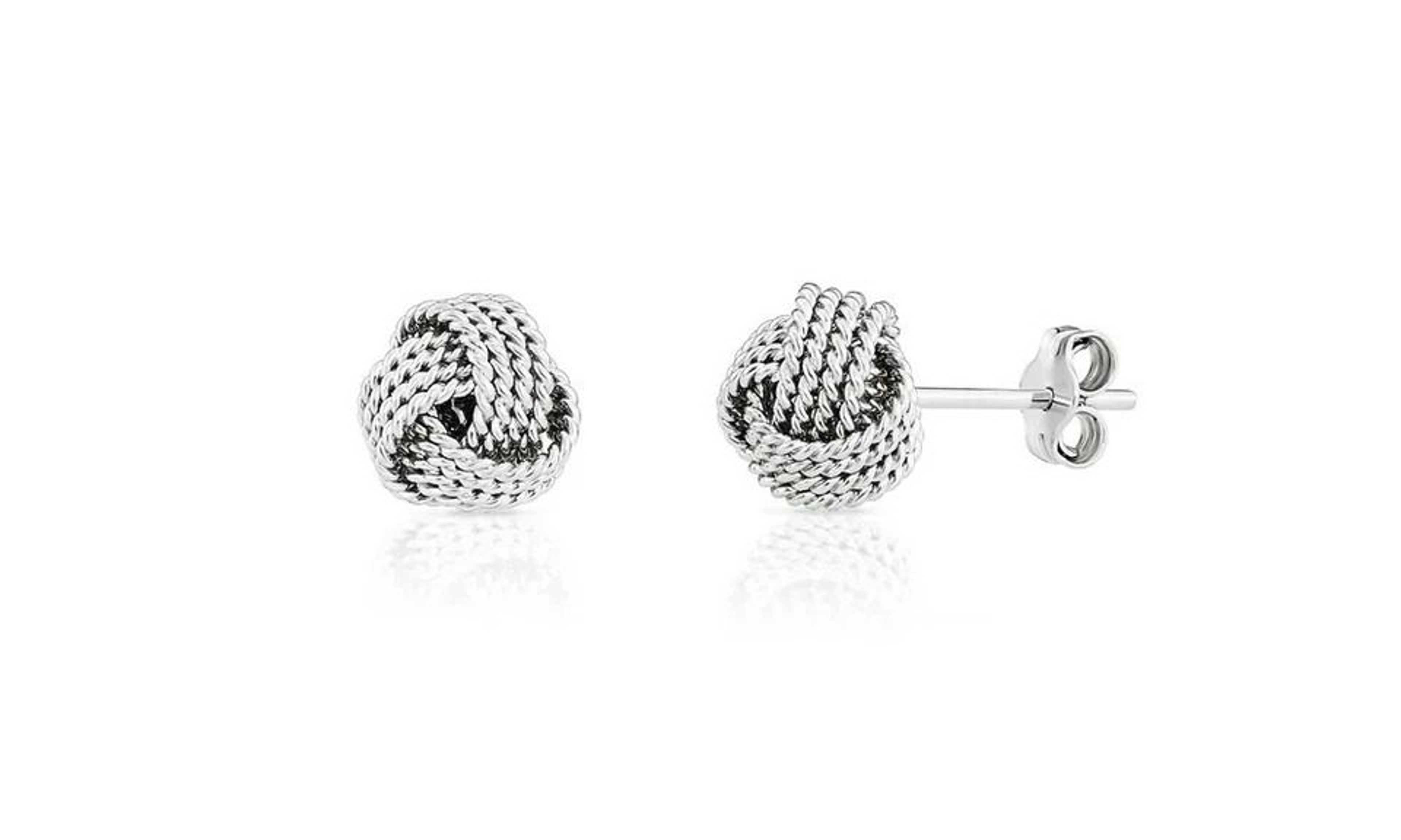 Sterling Silver Love Knot Diamond Cut Stud Earrings For Women AntiTarnish Jewelry Ideal Gift For We 4