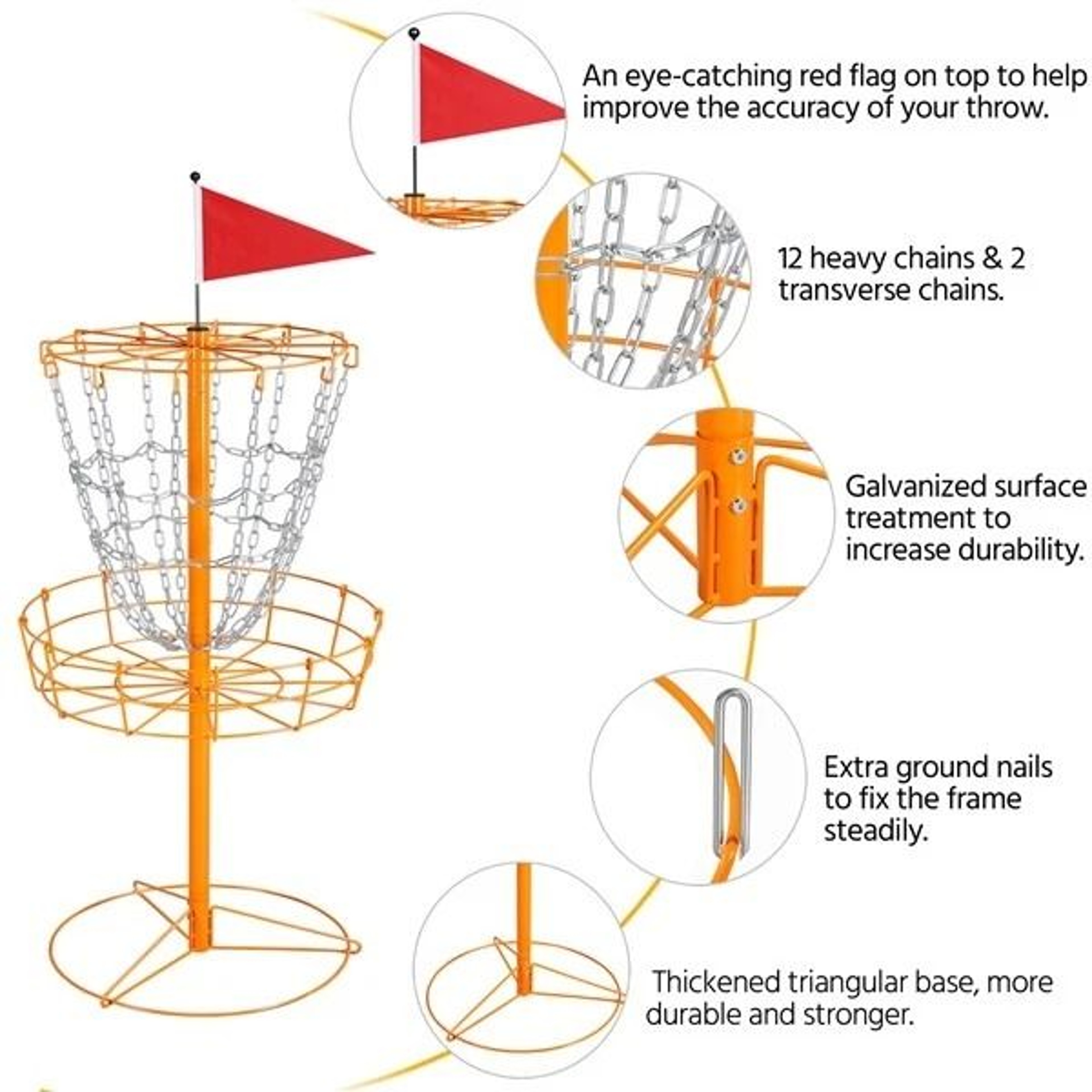 Flying Disc Golf Practice Basket Portable Disc Golf Basket Durable Outdoor Orange Target 3