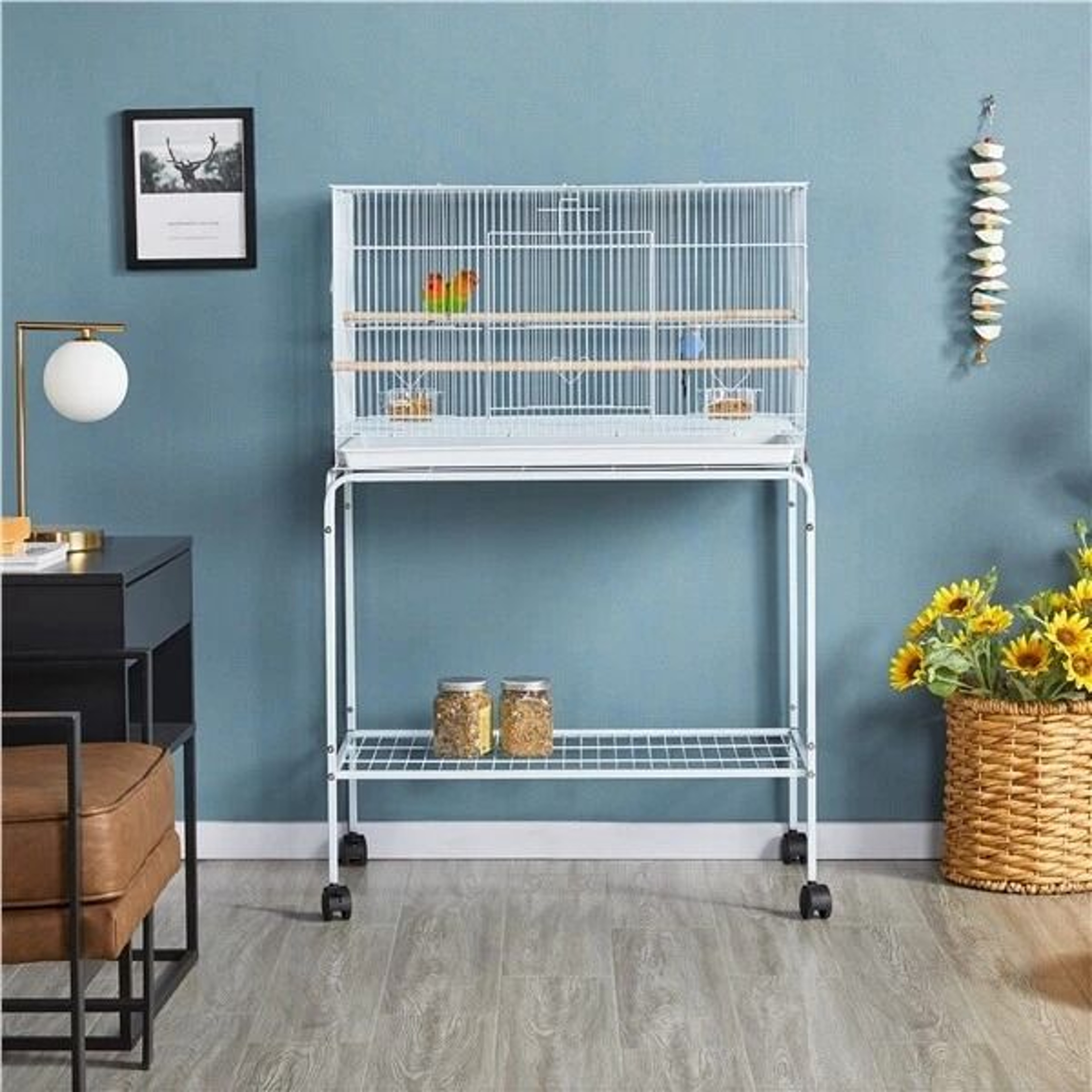 Cages For Parakeets Flight Bird Cage Lovebirds  Canaries Breeding Cage White Durable With Casters A 1