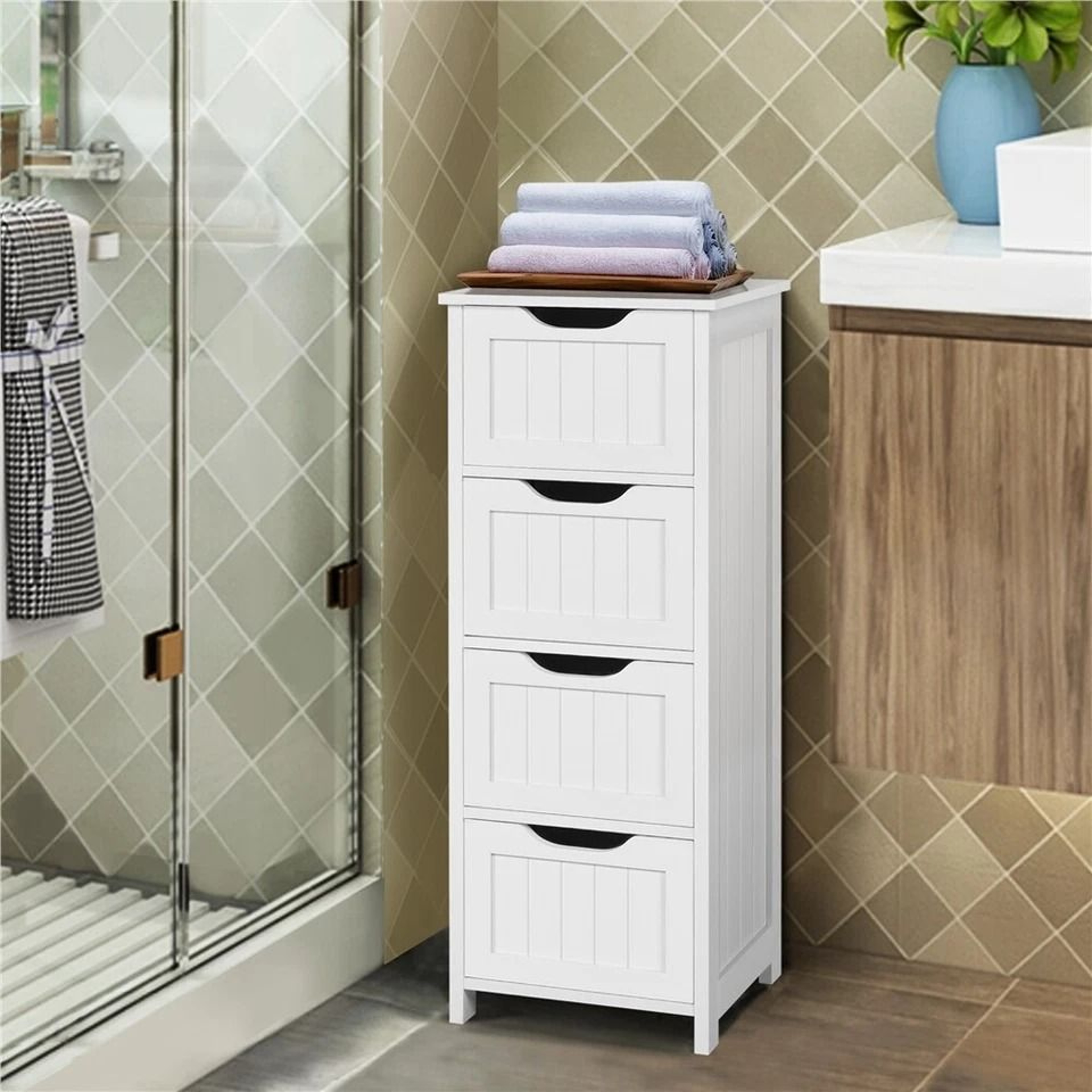 Free Standing Bathroom Floor Cabinet Storage Organizer With Drawers Multifunctional Cabinet For Hom 9