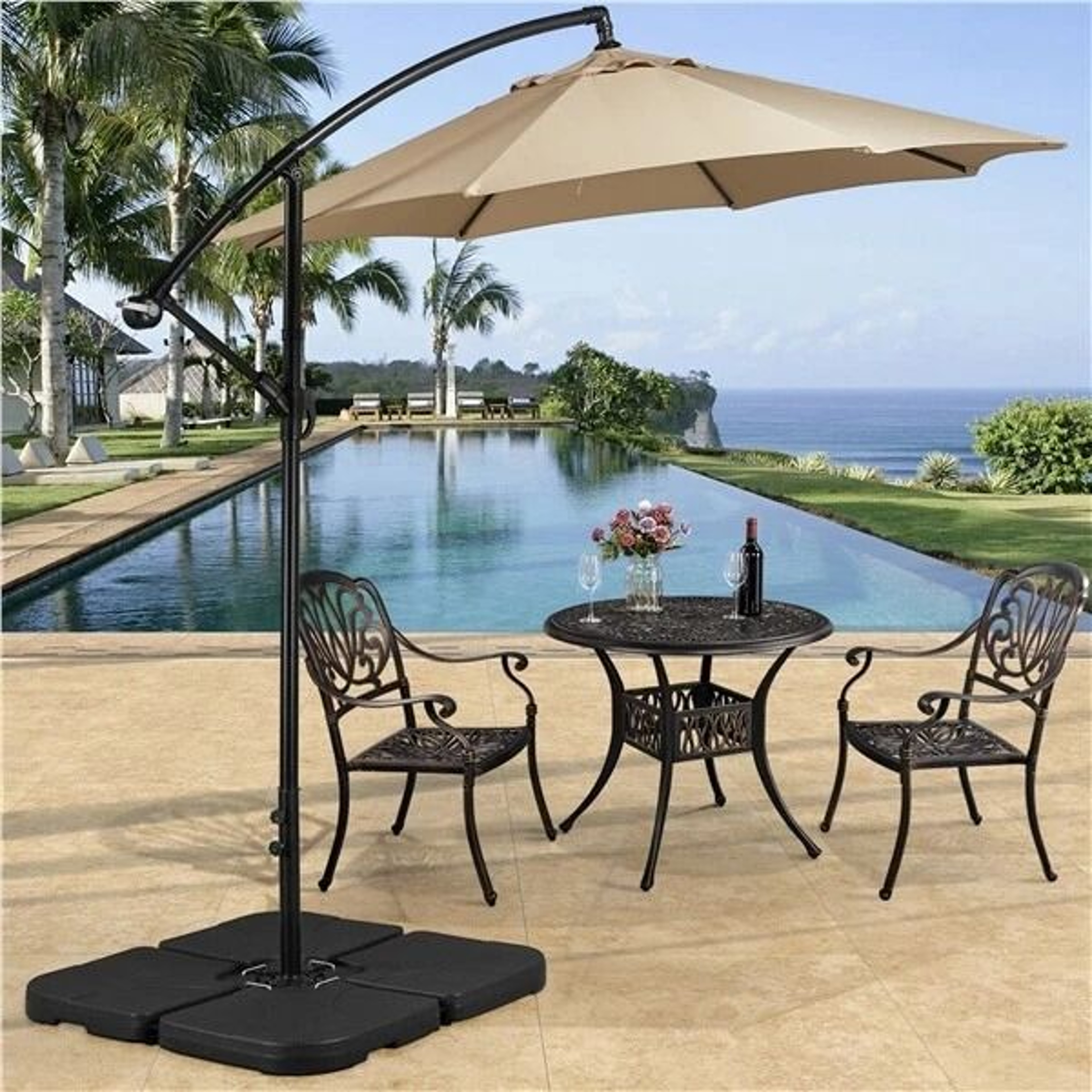 Heavy Duty Outdoor Umbrella Base Stand Square Shaped Cantilever Offset Umbrella Stand For Patio Gar 1