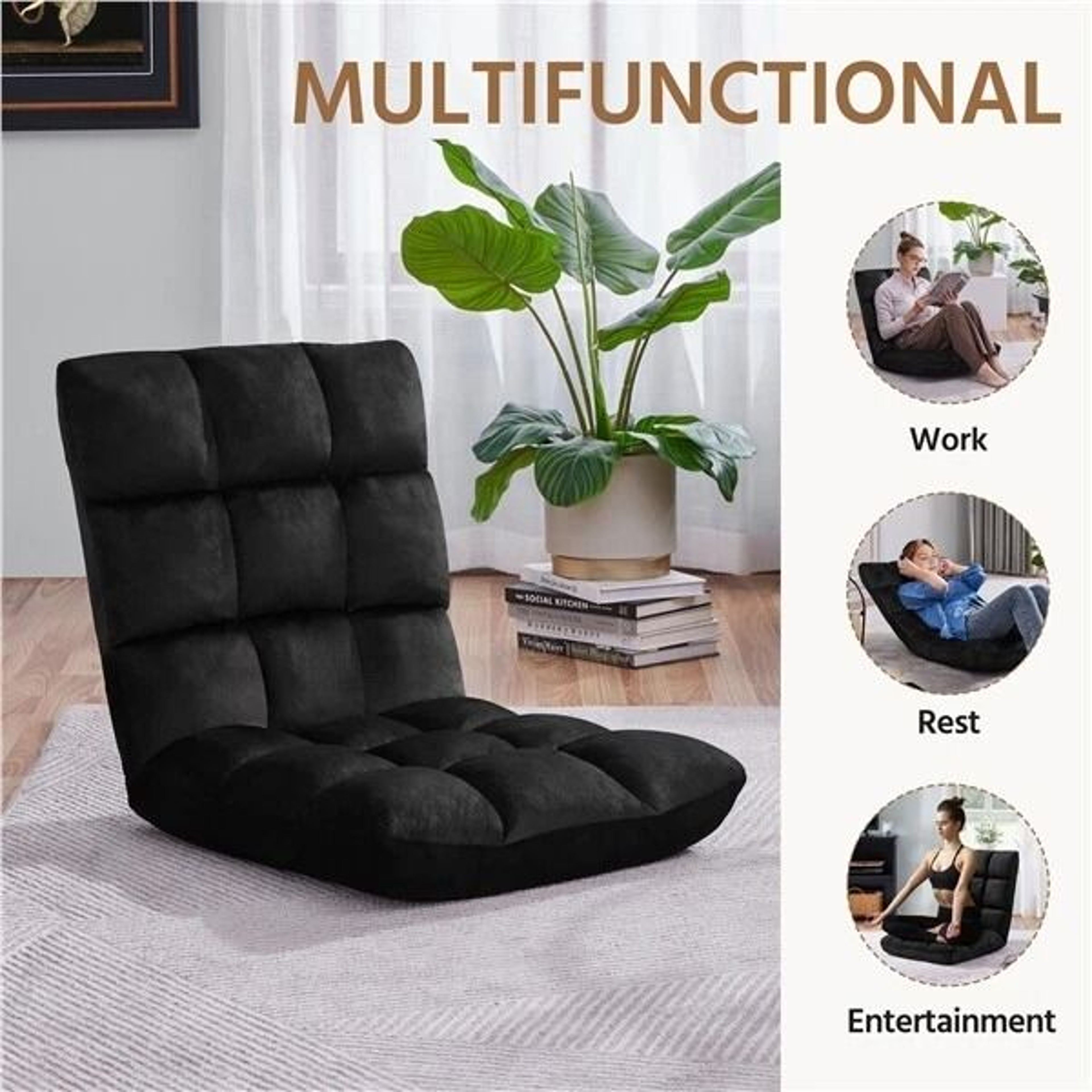 Portable Folding Floor Chair With Adjustable Positions Padded Gaming Chair For Ultimate Comfort 4