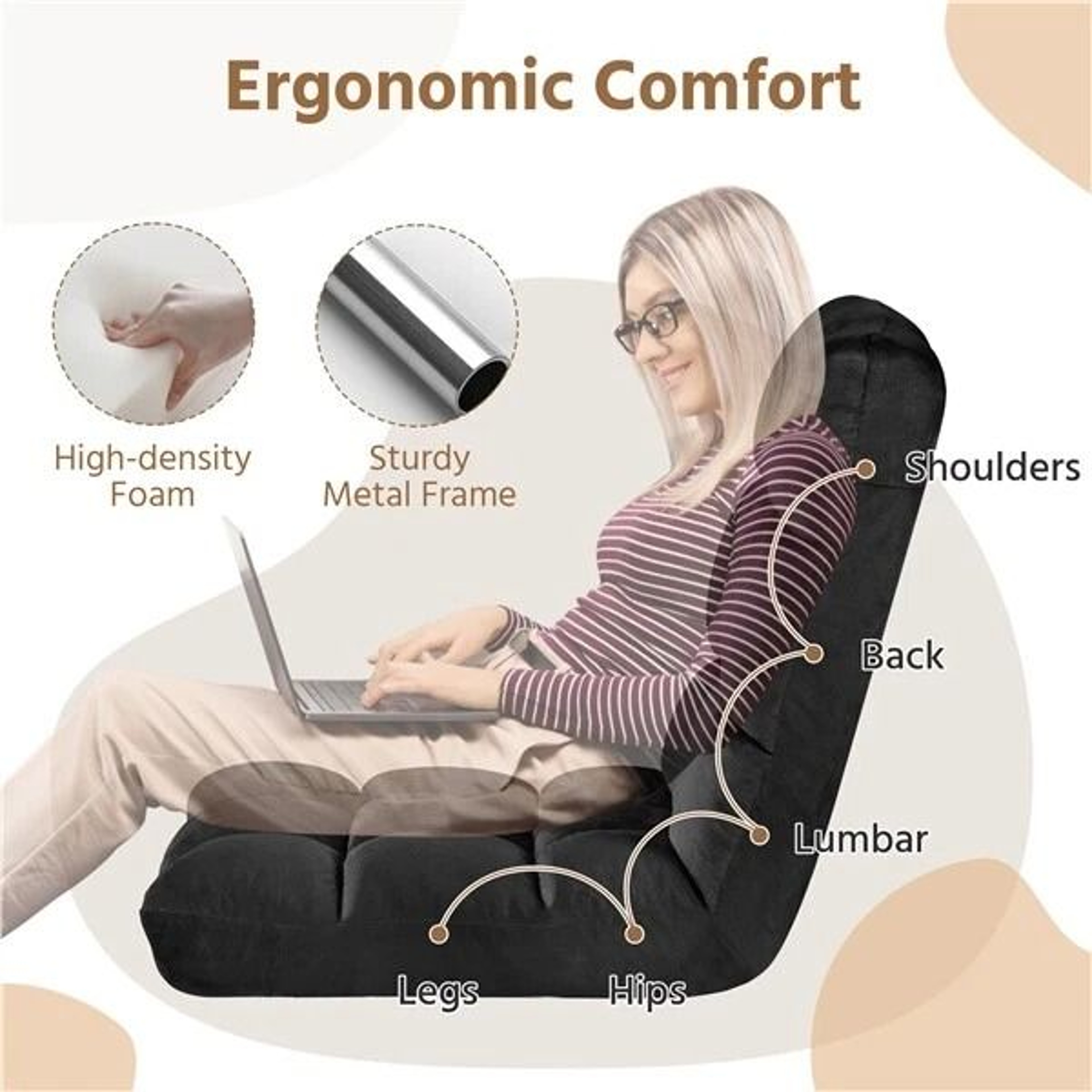 Portable Folding Floor Chair With Adjustable Positions Padded Gaming Chair For Ultimate Comfort 8