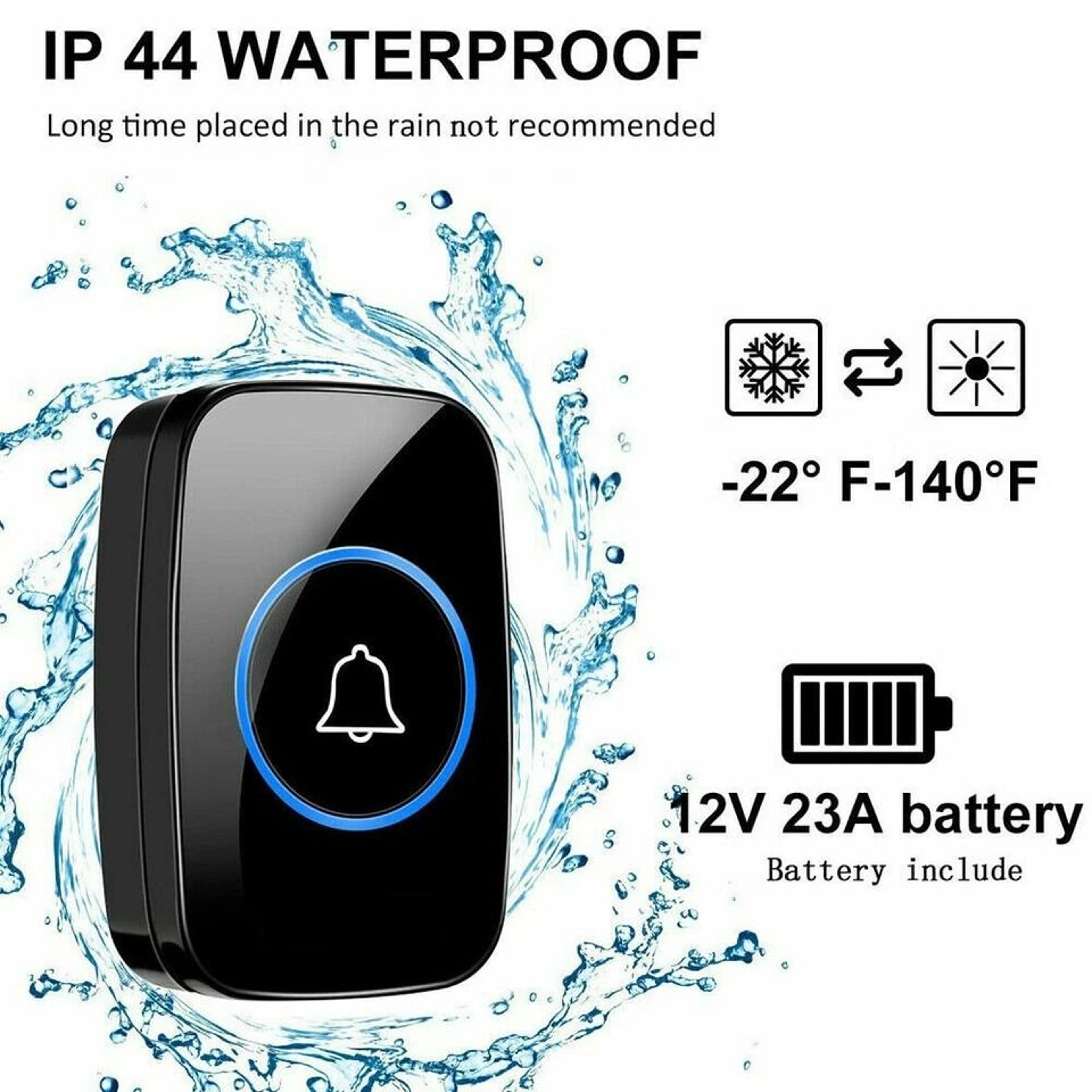 Wireless Waterproof Doorbell Chime With Adjustable Volume 4