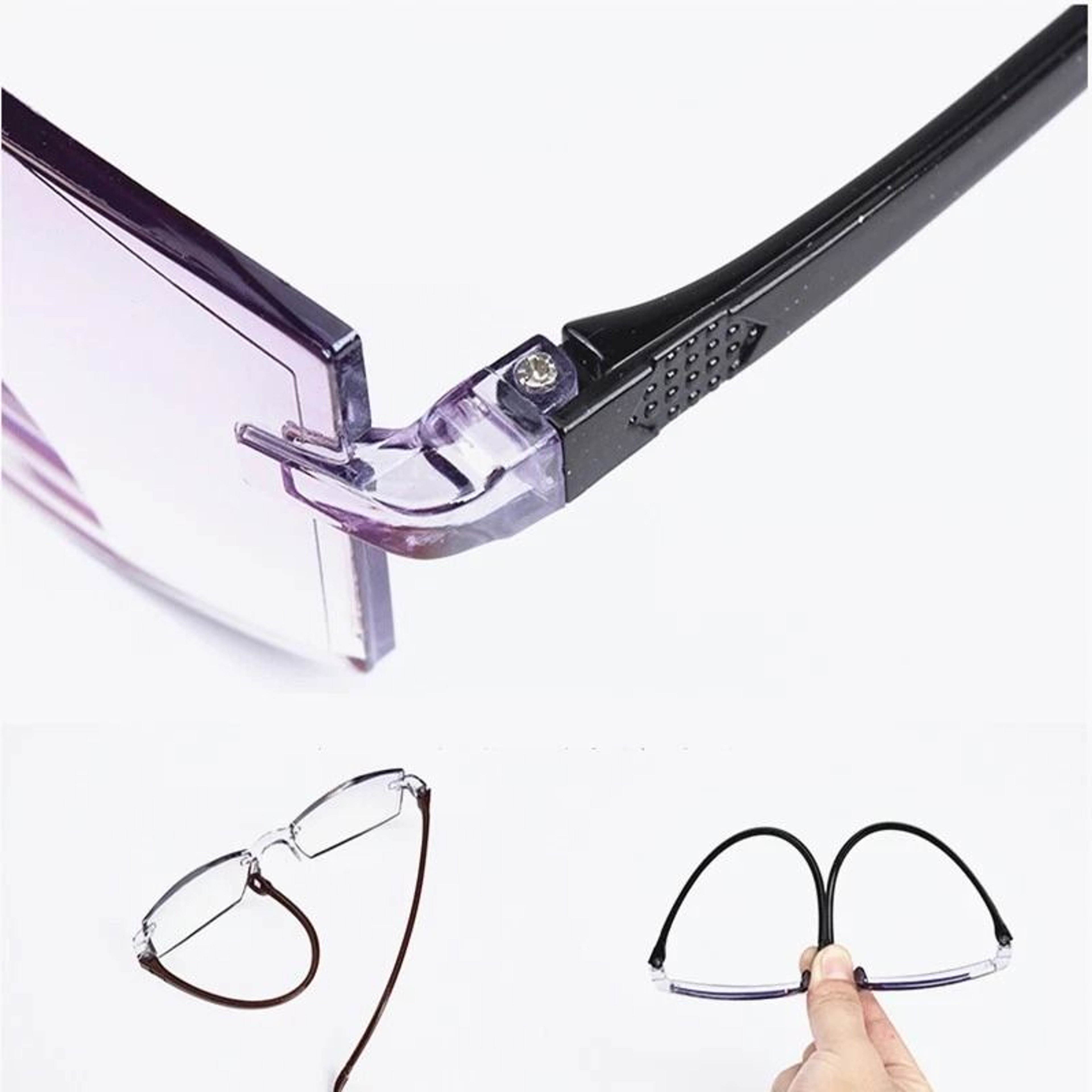 Mens Rimless Blue Light Blocking Reading Glasses Unisex Polycarbonate Lenses 12