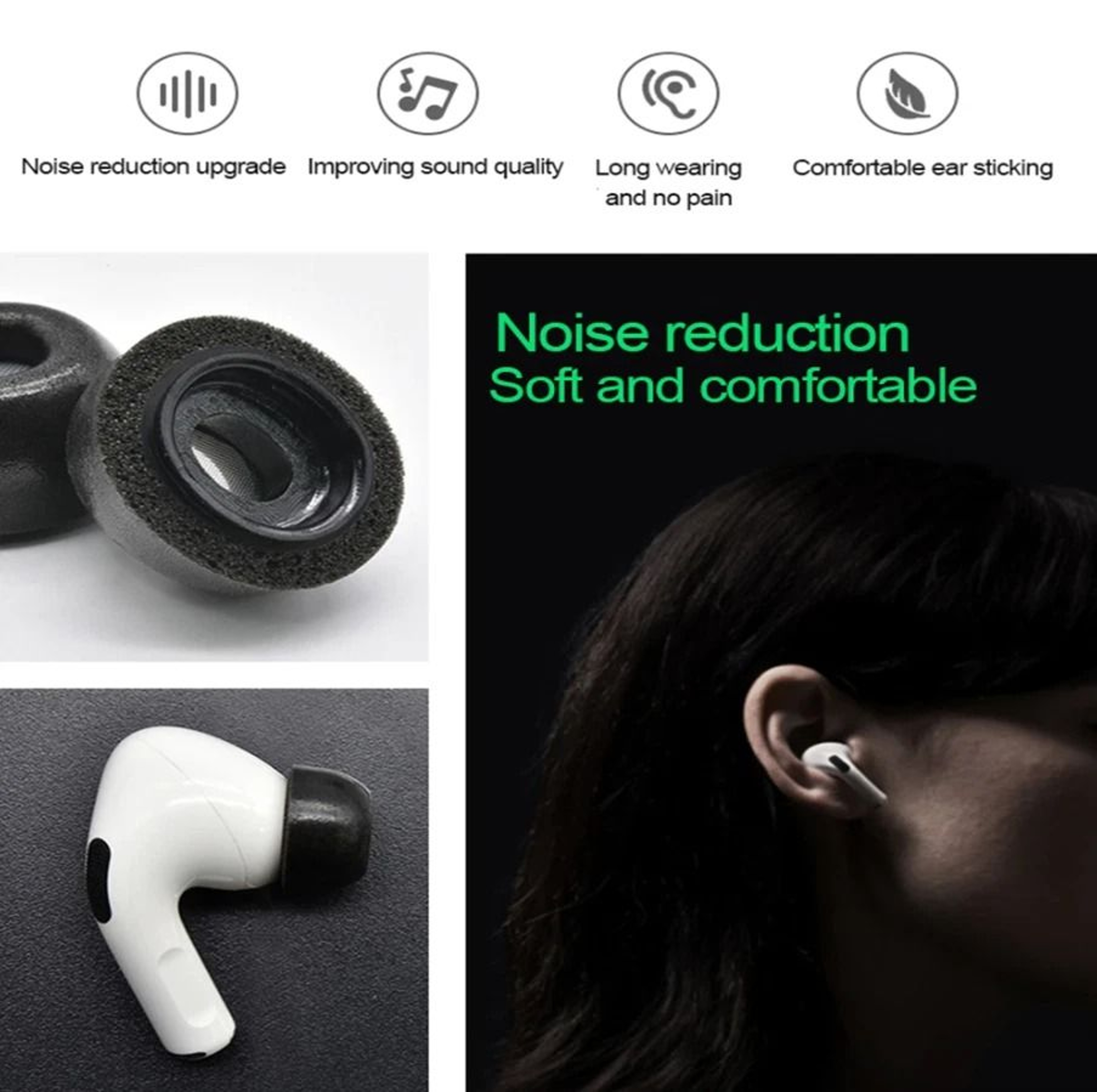 Memory Foam Replacement Ear Tips For Apple AirPods Pairs For Comfortable 10