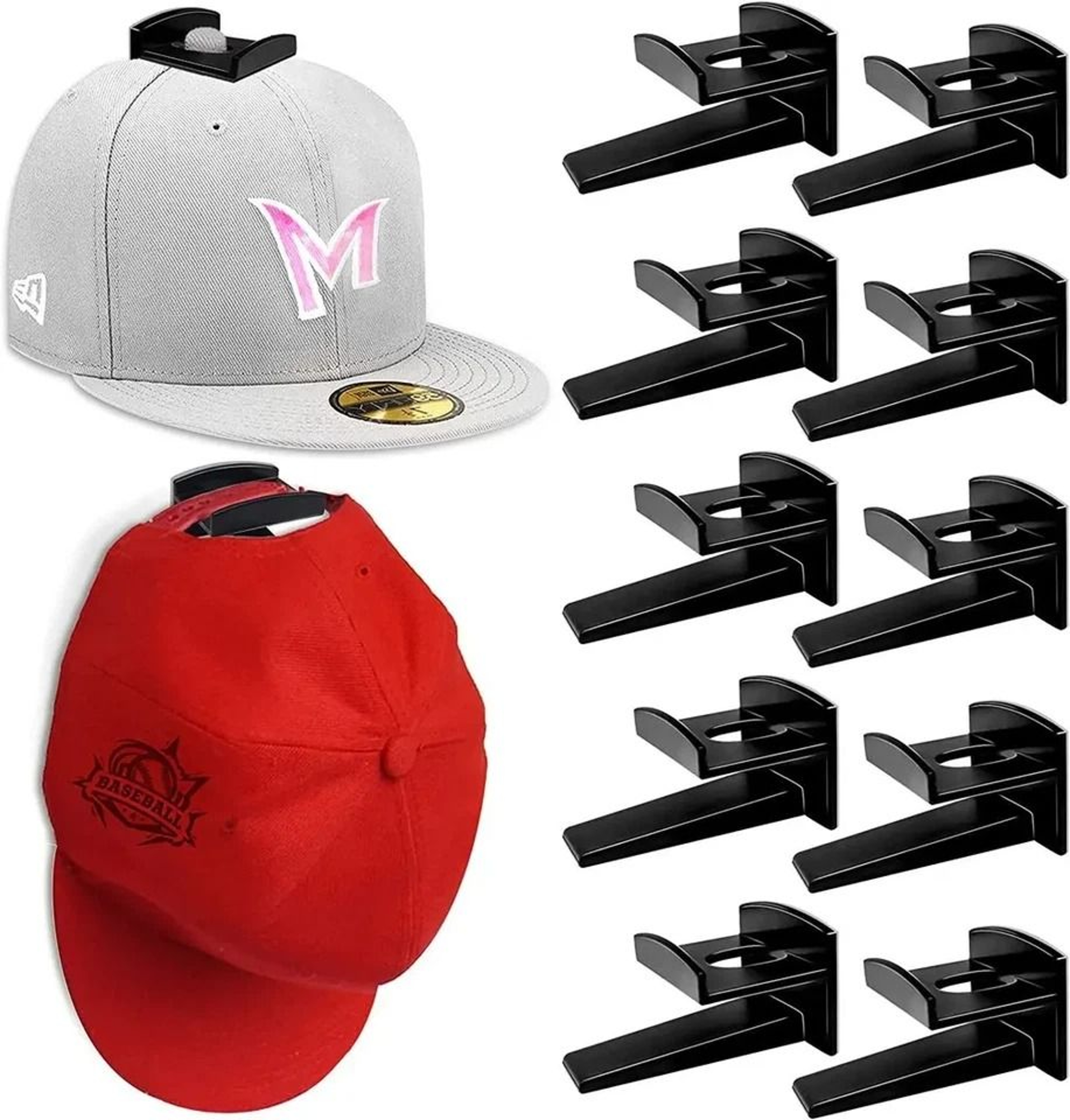 Baseball Cap Hat Rack Wall Door Hanger Holder Hooks Adhesive Storage Organizer 7