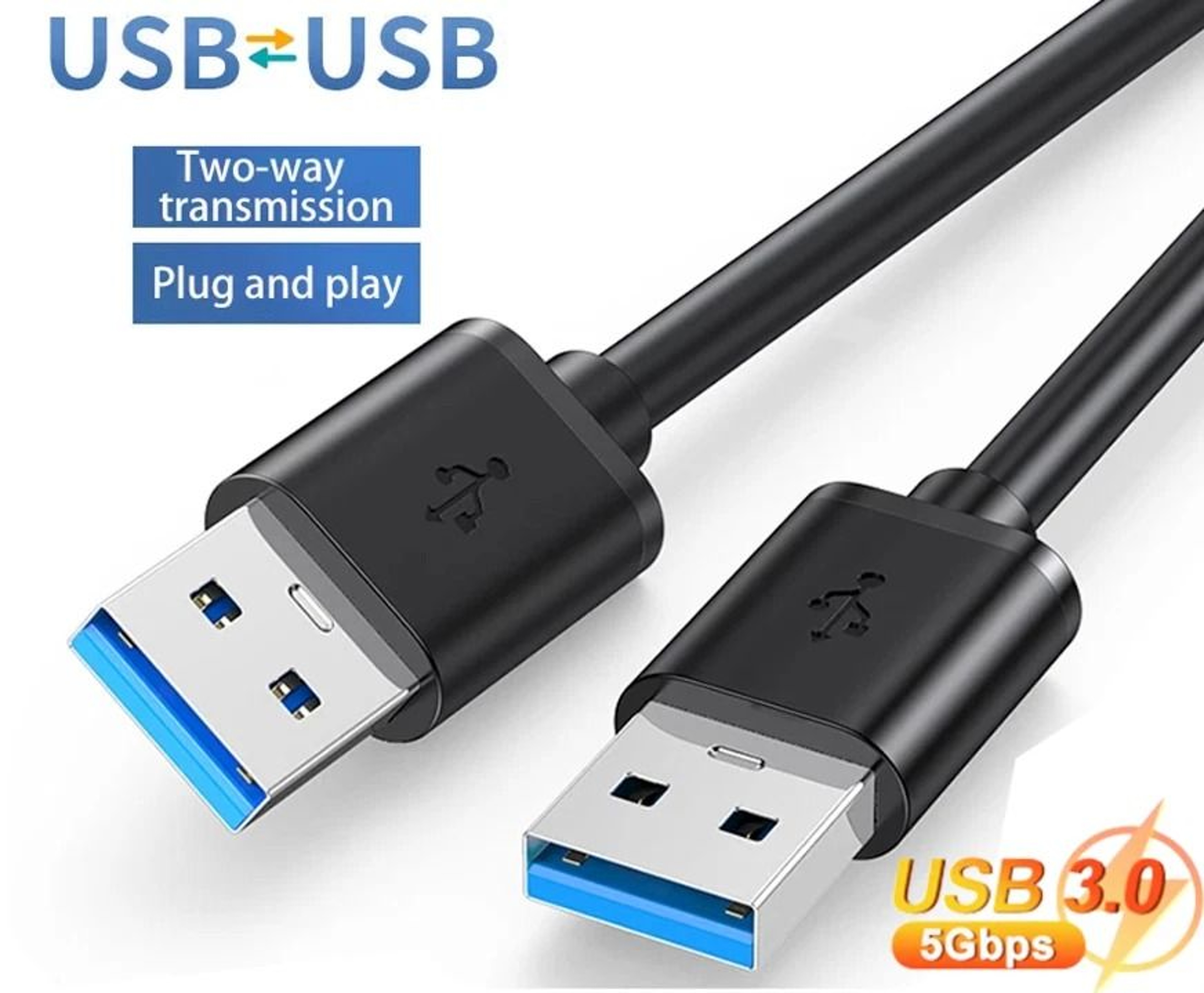 USB Male To A Male Cable Super Speed Gbps Data Transfer  Power Charger 1