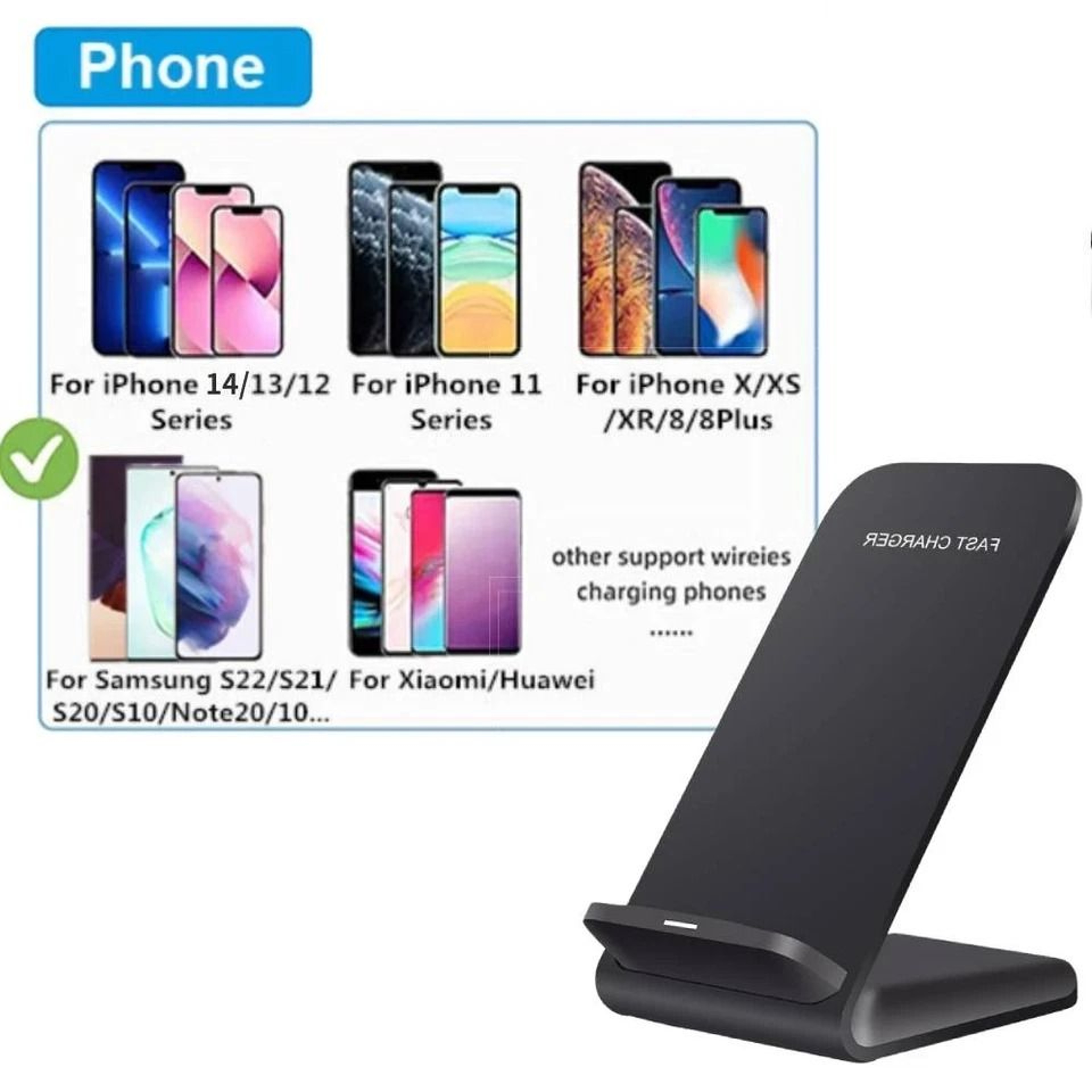 Wireless Fast Charger Pad Stand Dock For Samsung Galaxy And IPhone Fast Charging Ergonomic Design 10