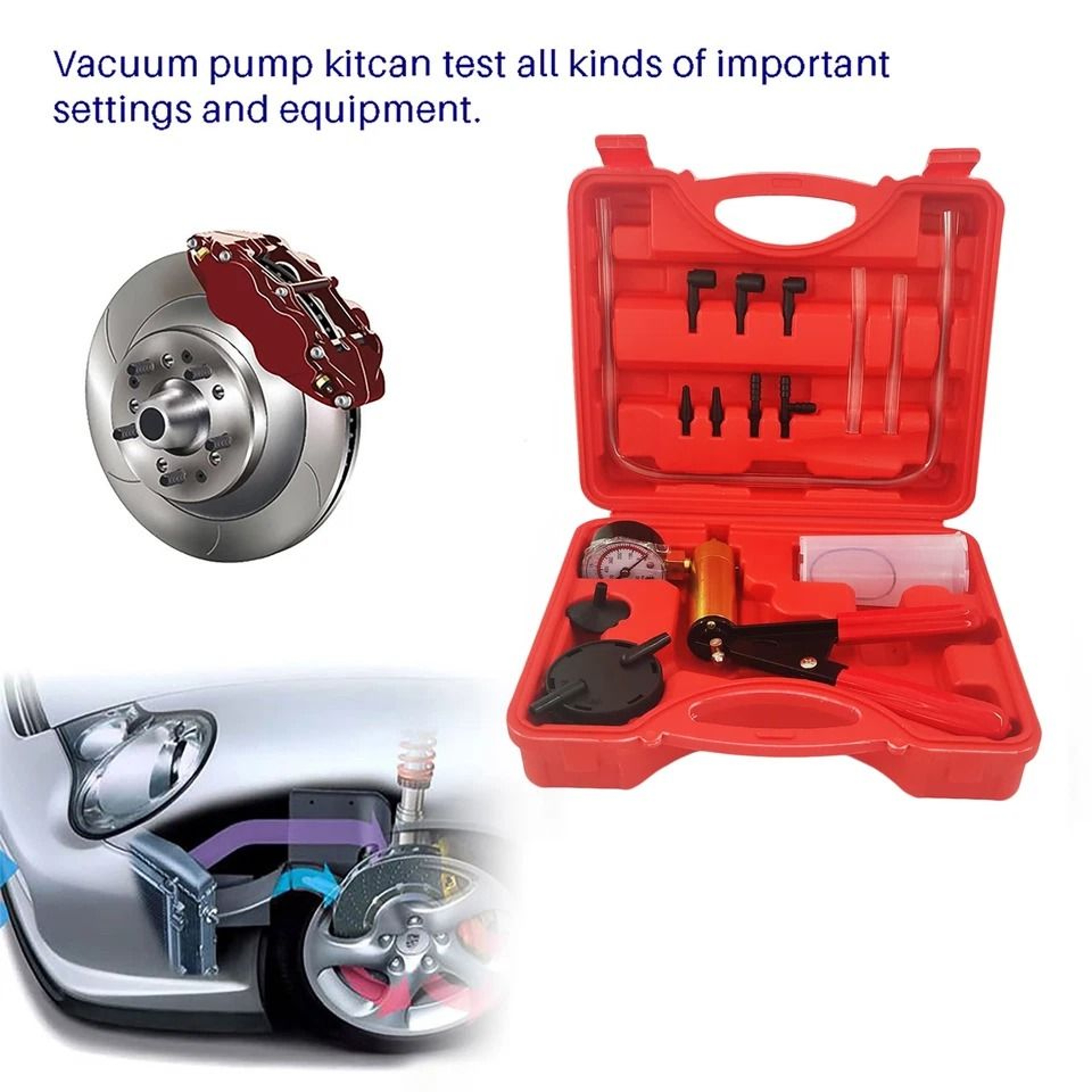 Handheld Vacuum Pressure Pump Brake Fluid Bleeder Kit Complete Car Truck  Motorcycle Maintenance To 17