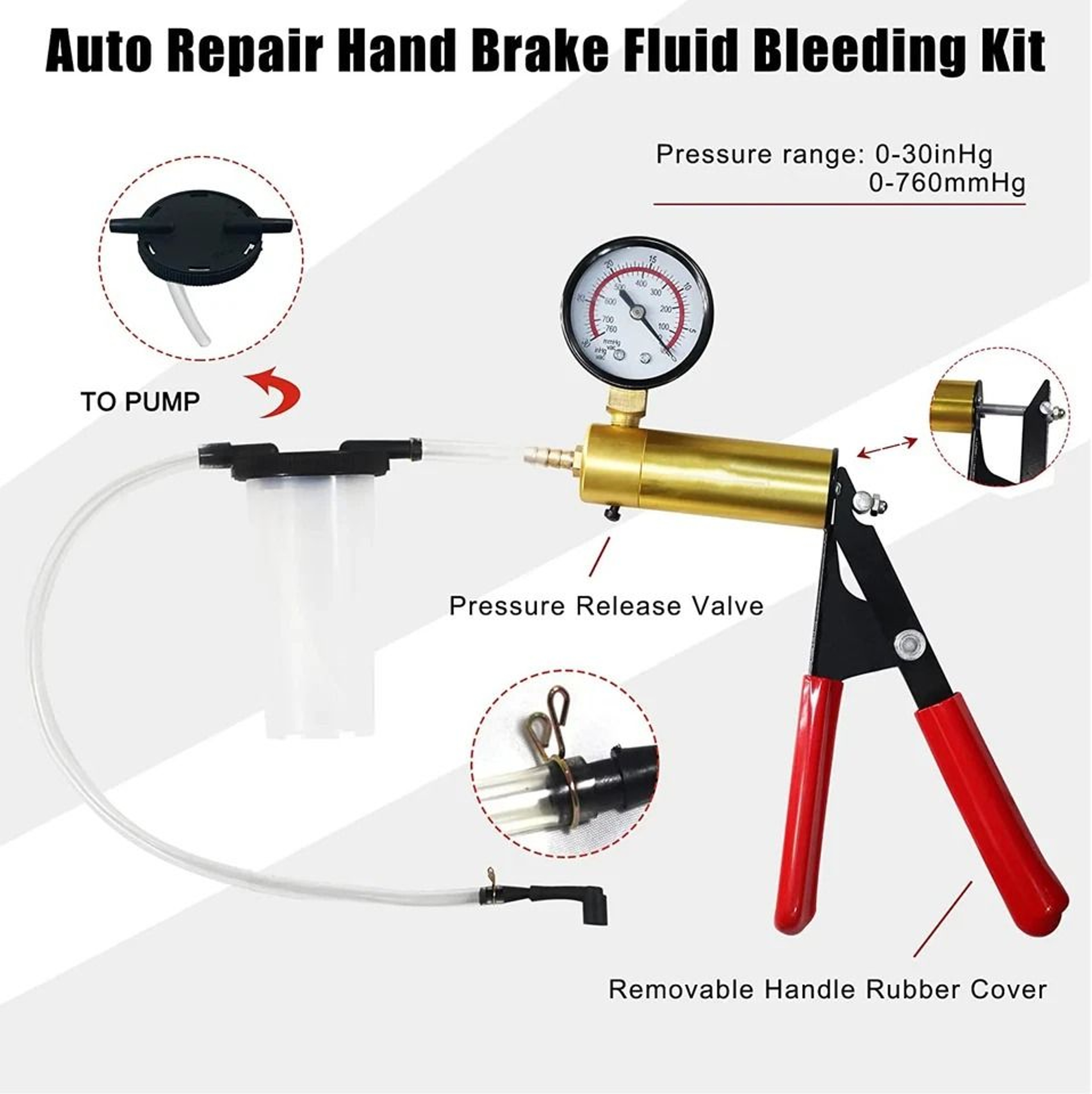 Handheld Vacuum Pressure Pump Brake Fluid Bleeder Kit Complete Car Truck  Motorcycle Maintenance To 5
