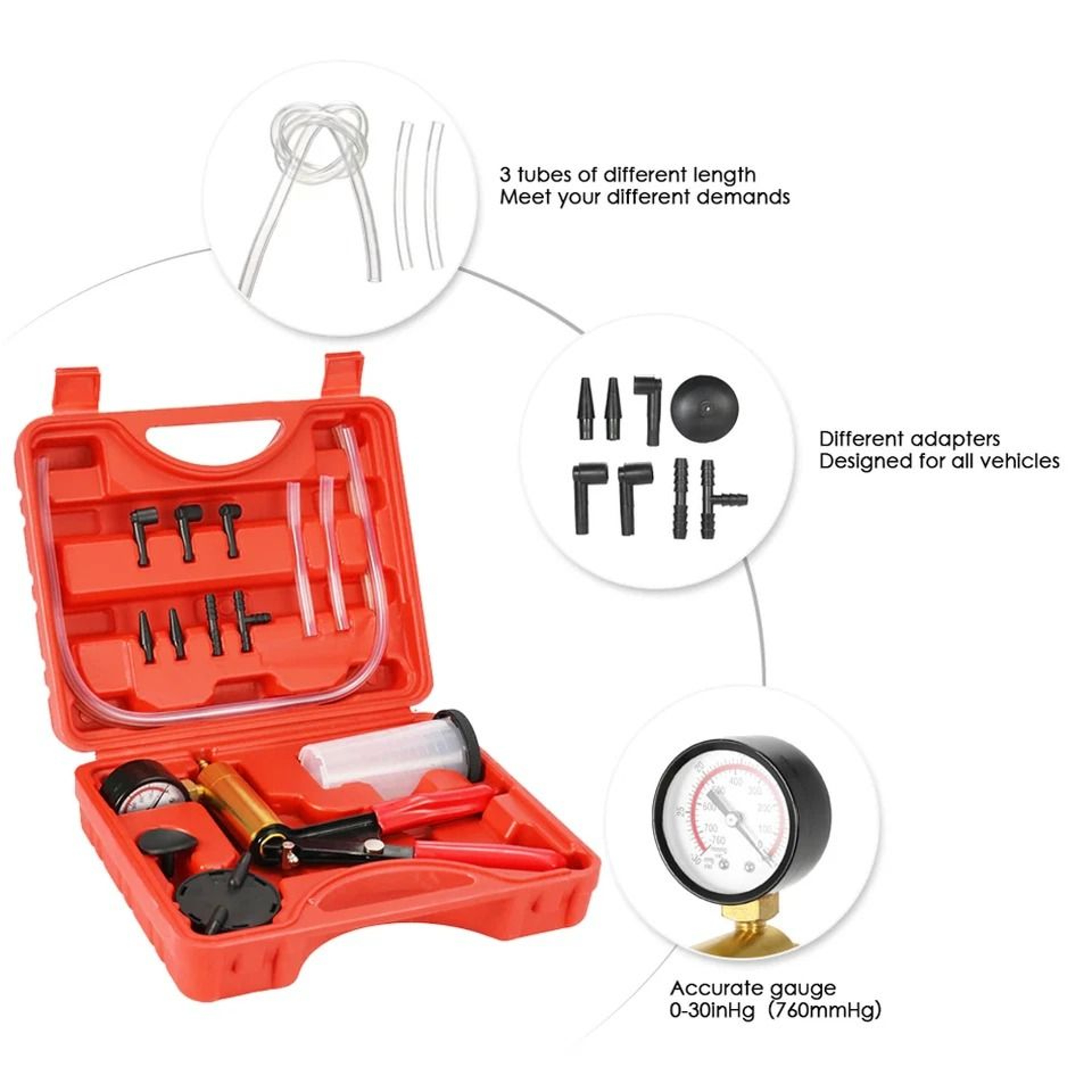 Handheld Vacuum Pressure Pump Brake Fluid Bleeder Kit Complete Car Truck  Motorcycle Maintenance To 20