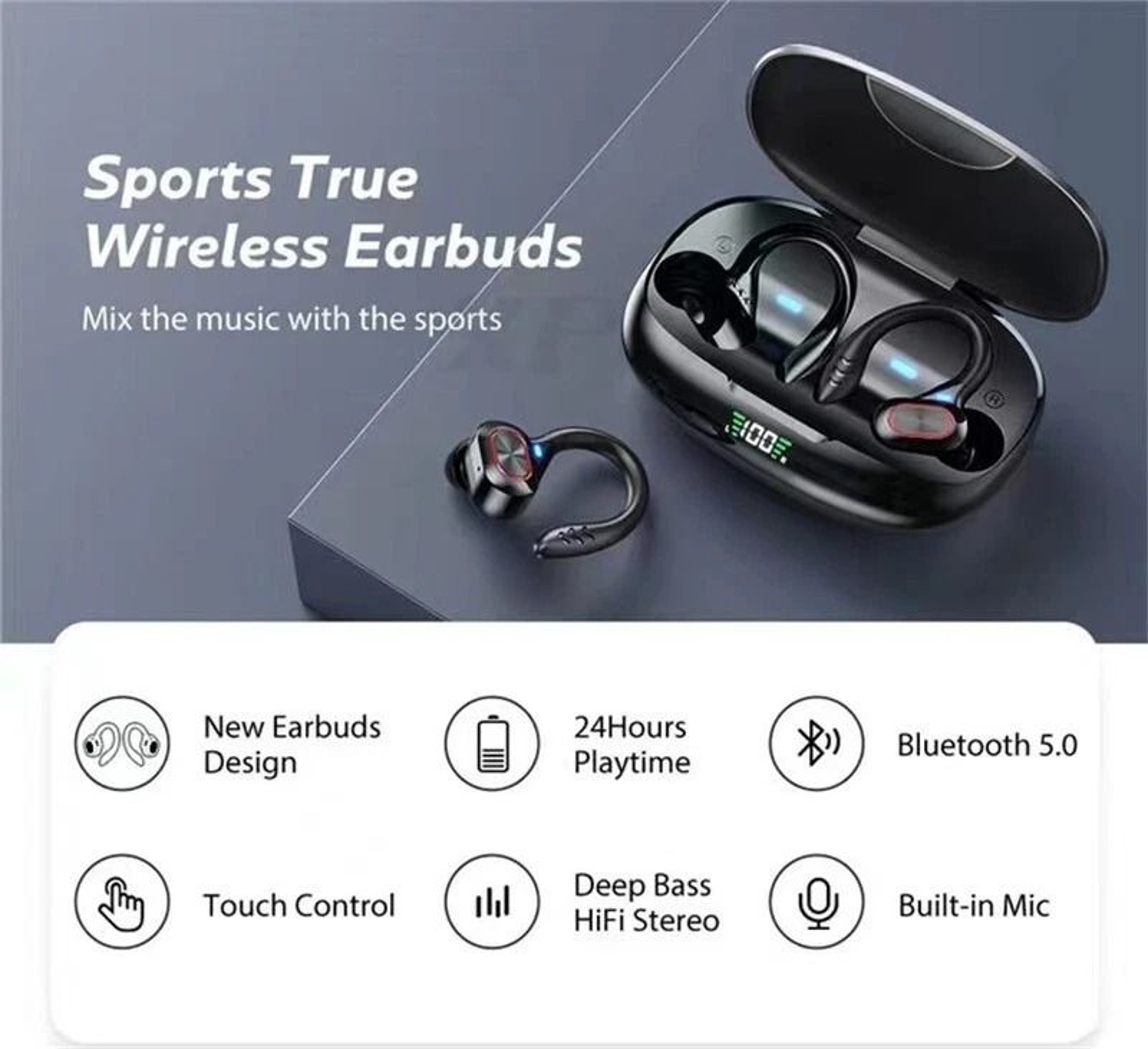 Bluetooth Wireless Earbuds True Wireless Sports Headset With HiFi Sound  Waterproof Design 8
