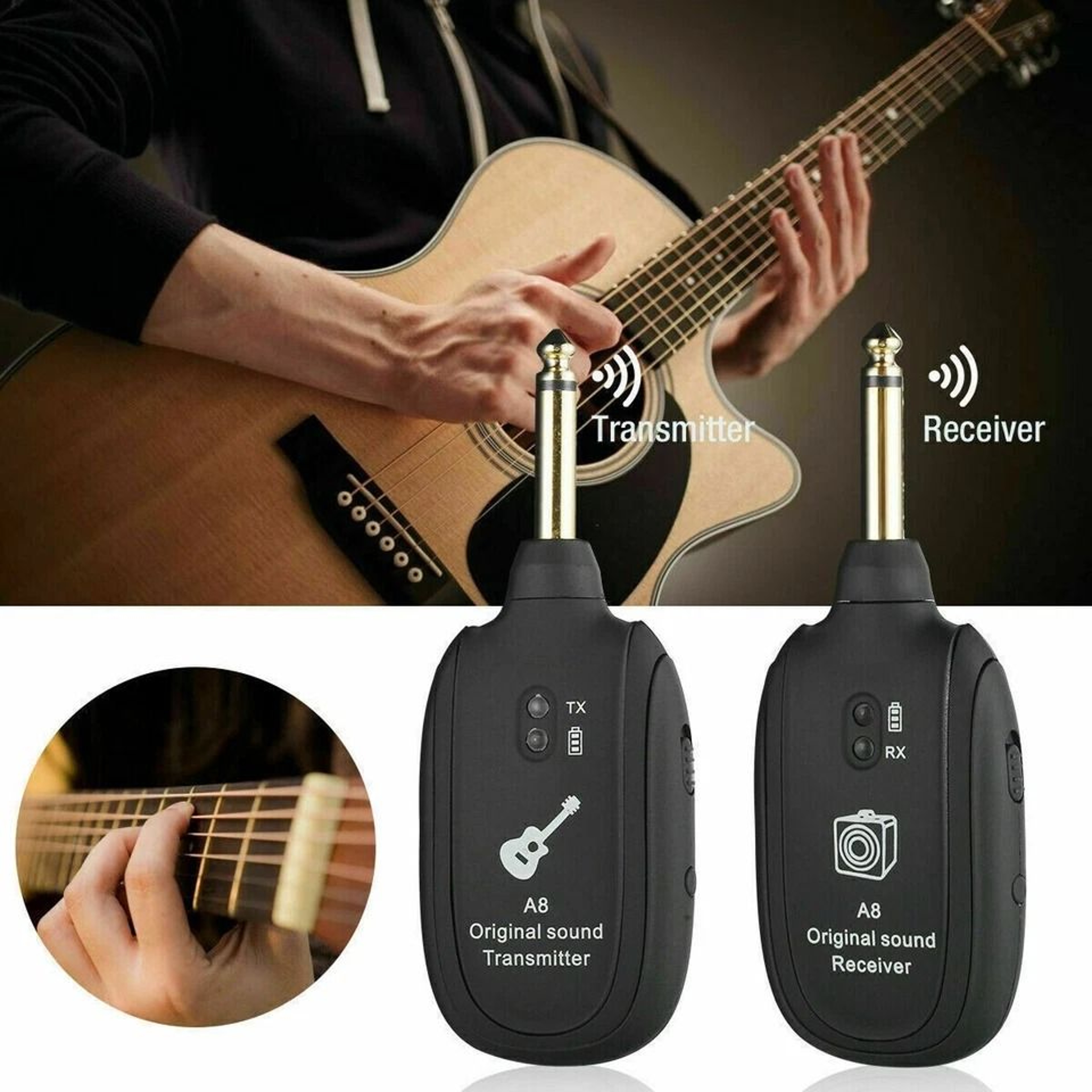 UHF Wireless Guitar System With Builtin Rechargeable Battery Transmitter  Receiver For Seamless Per 6