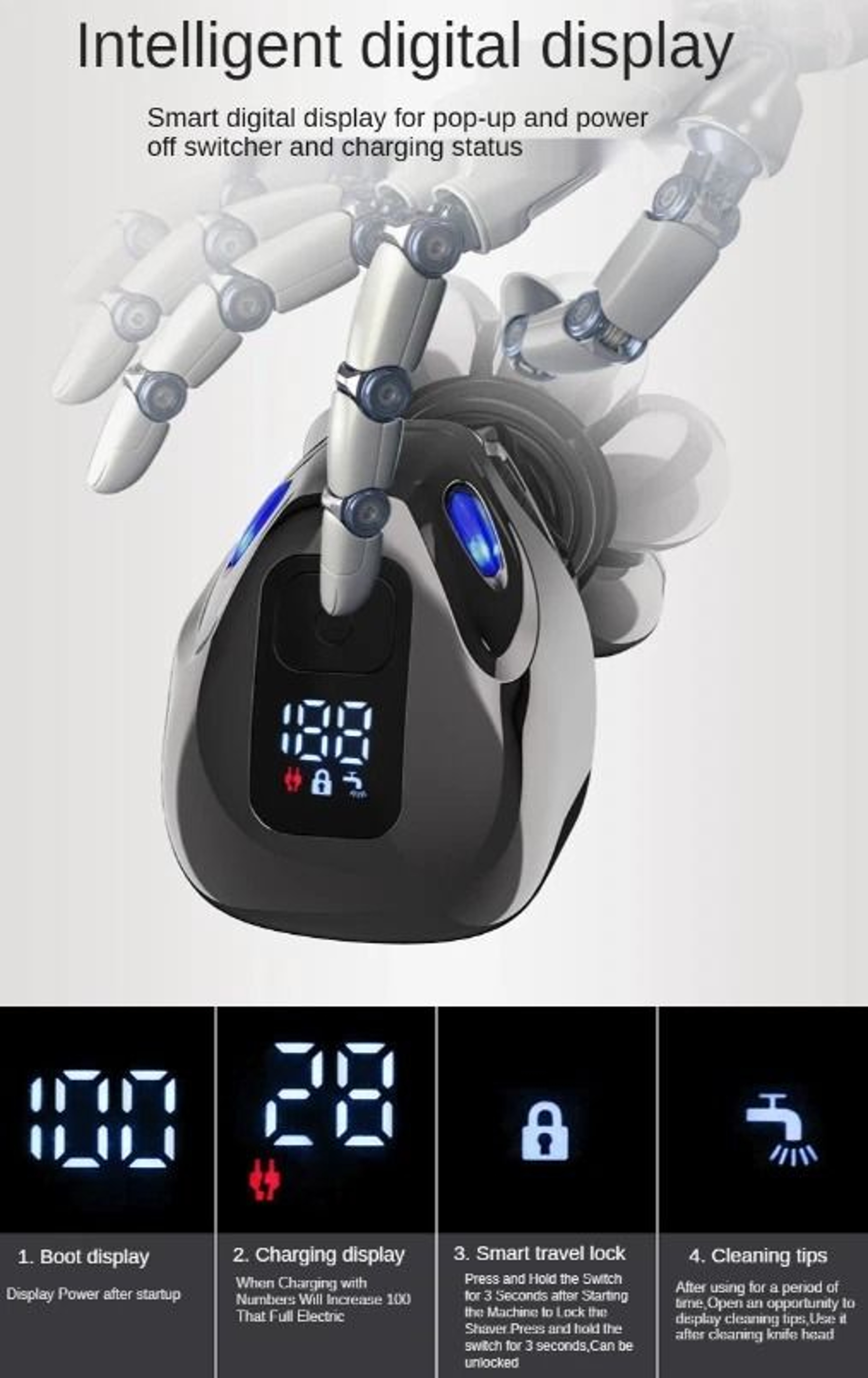 Premium Head Cordless Electric Head Shaver  Grooming Kit For Men 8